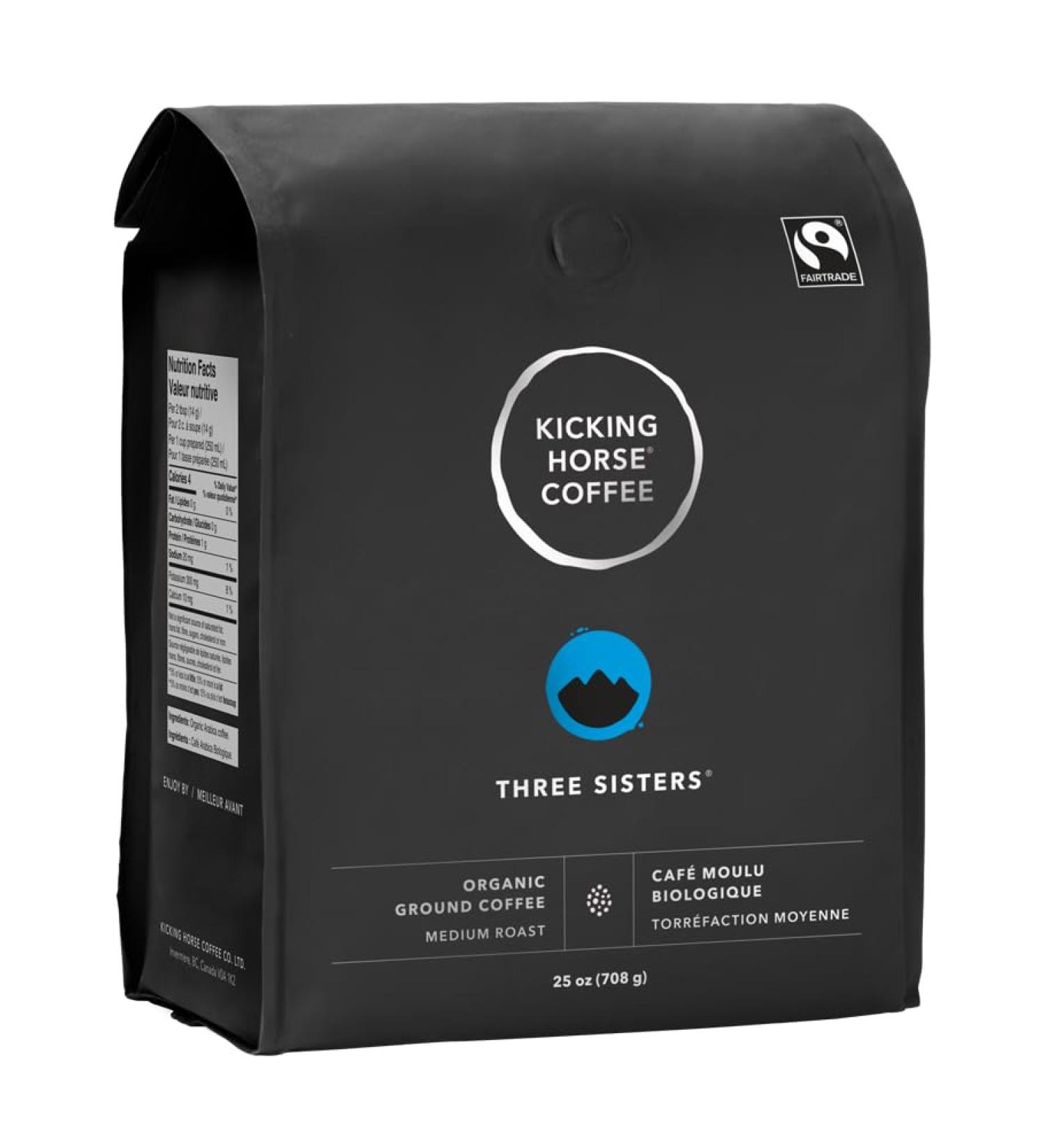 Kicking Horse Coffee - Three Sisters Blend Ground 100% Arabica Coffee | Medium Roast | All Organic & Fairtrade | 708 g - Buy Online on GoSupps.com