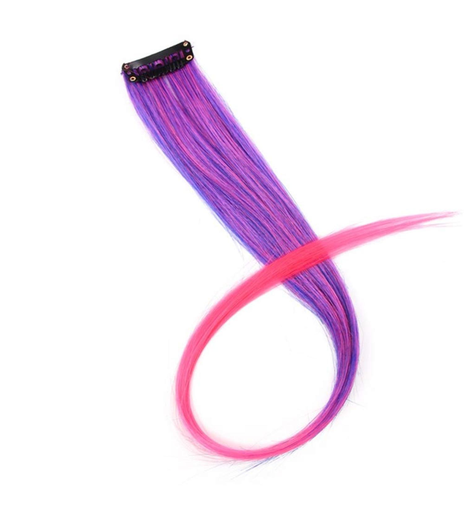 18 Inch Curly Hair Clip - Colorful Synthetic Wig for Girls | Pink & Blue Hair Extensions - Buy Online on GoSupps.com