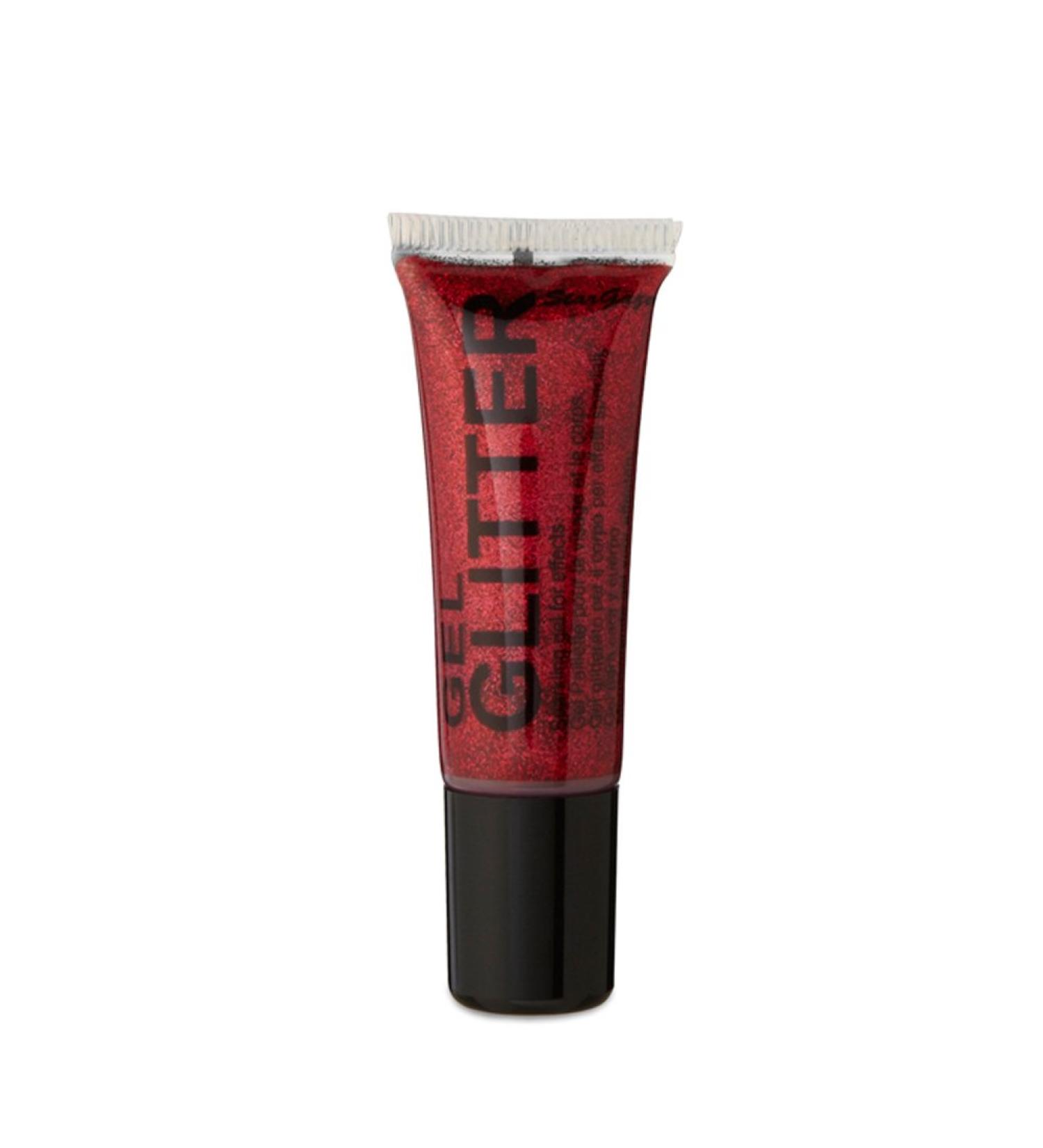 Gel Glitter Red. Sparkling Glitter for your face & body with fine nib applicator