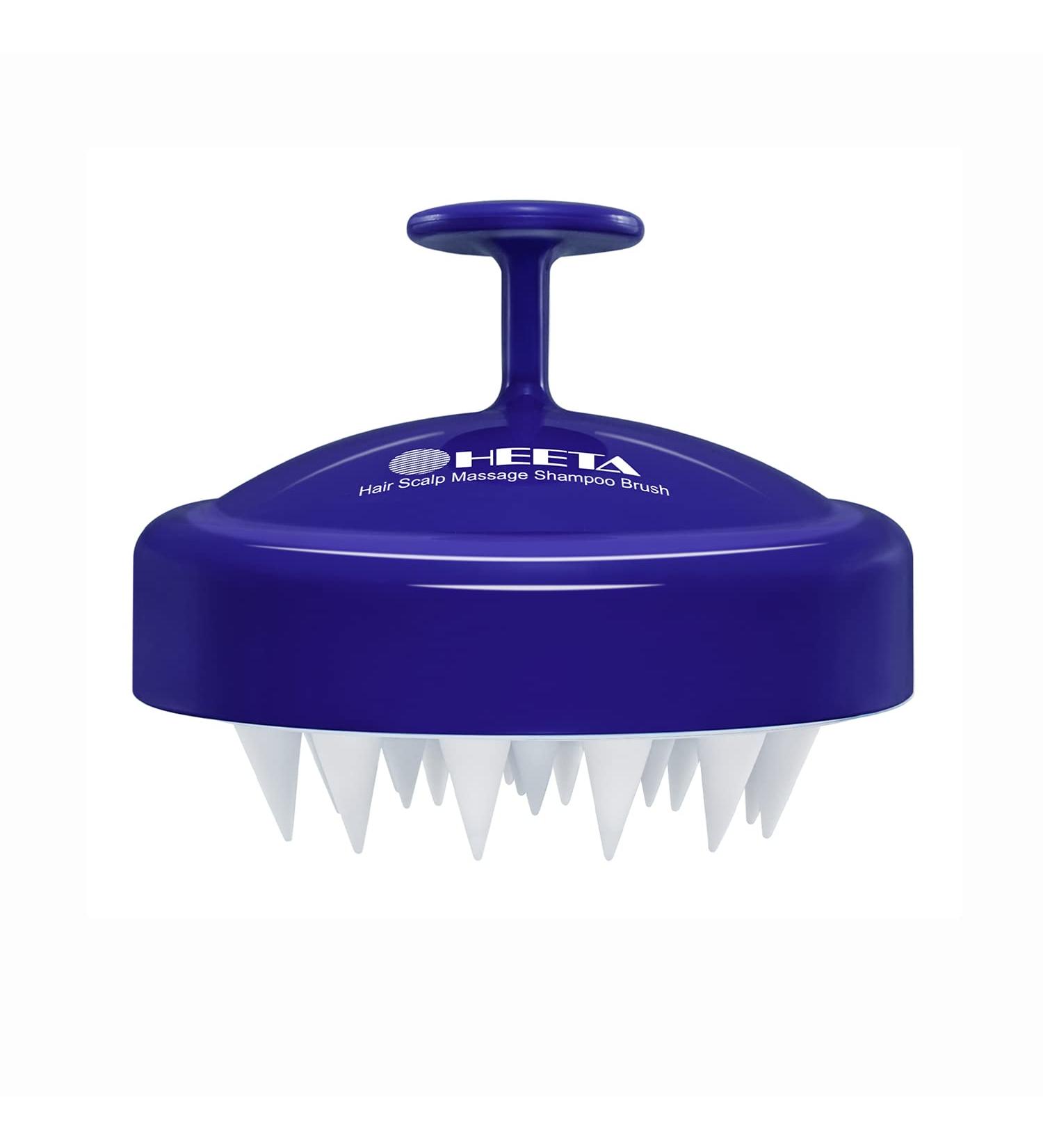 Heeta Scalp Massage Brush for Wet & Dry Hair | Soft Silicone Shampoo Brush for Gentle Head Massage - Blue & White - Buy Online on GoSupps.com