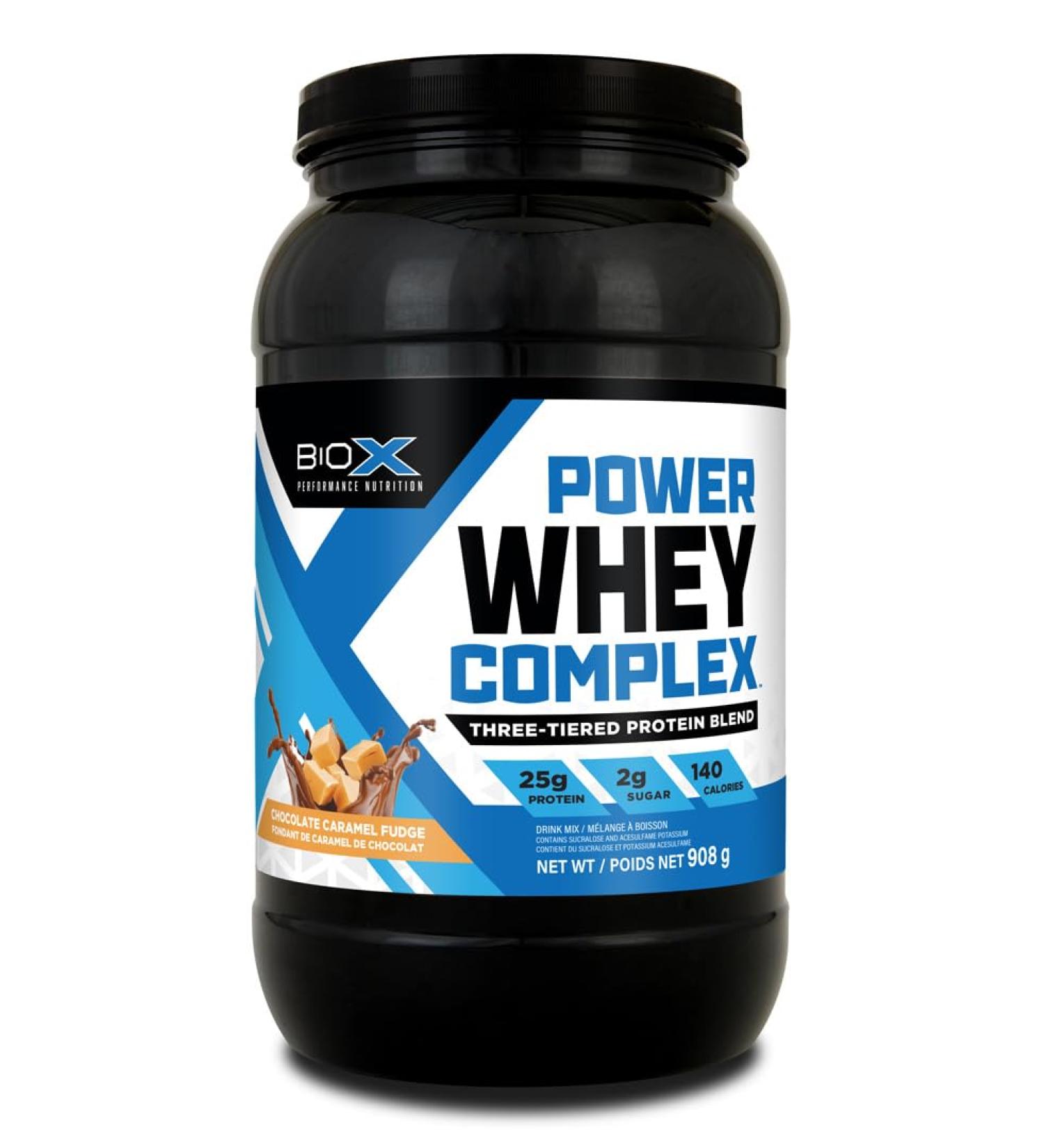 BioX Power Whey Complex | High Protein 100% Pure Whey Protein Powder | 25g Protein | Nitrogen-Rich Three Tiered Powder with Whey Concentrate Whey Isolate Hydrolyzed Whey | 26 Servings 2LB (Chocolate Caramel Fudge) Chocolate Caramel Fudge 26 Servings (Pack - Buy Online on GoSupps.com