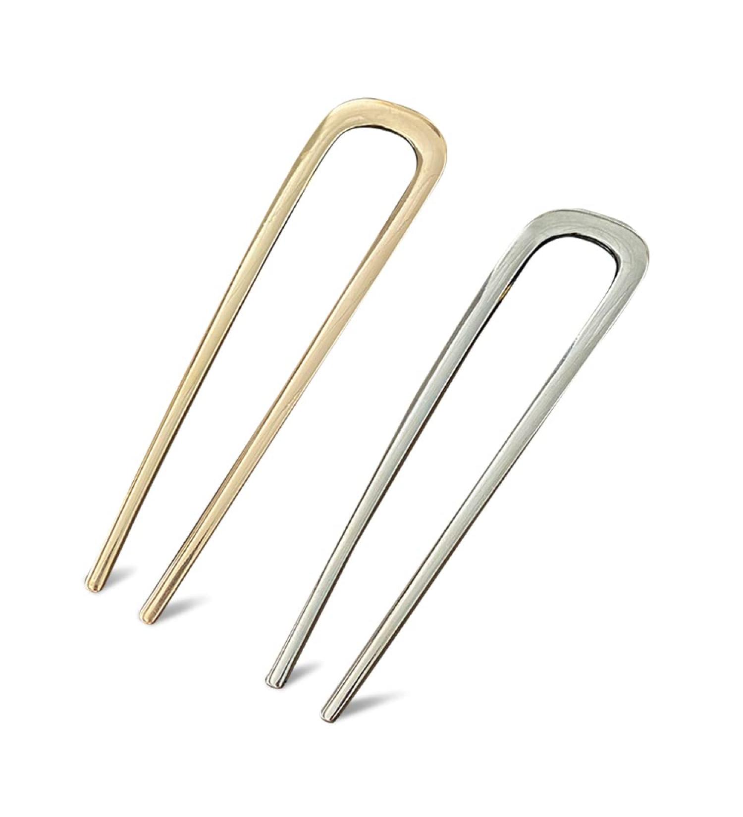 U-Shaped Metal Hair Needles for Long Thick Hair Oversized Hairpins & Clips | 2 Colors Available - Buy Online on GoSupps.com