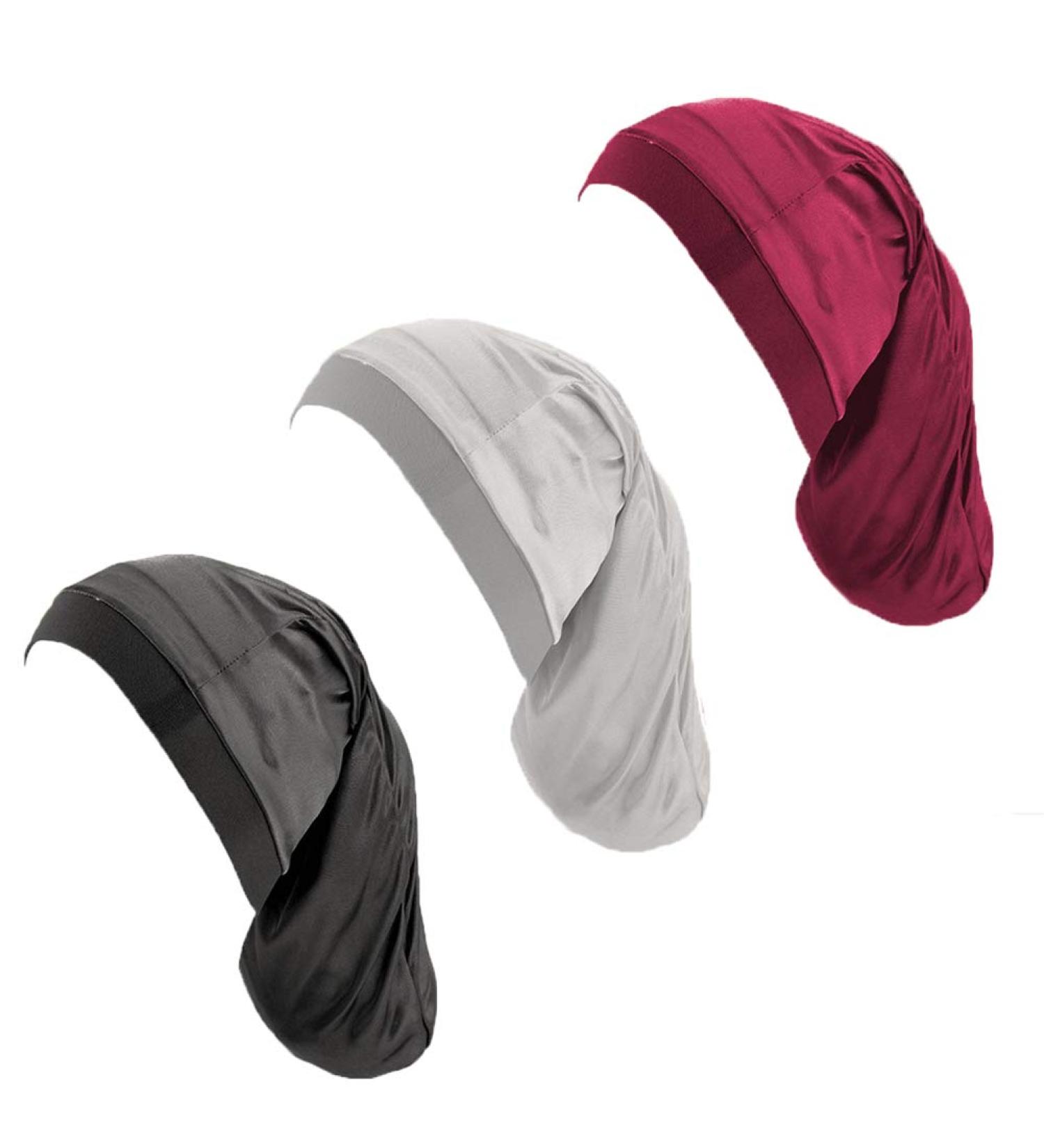 Unisex Spandex Satin Dreadlocks & Braids Cap 3 Pack - Night Sleeping Head Covers (Wine+Grey+Black) - Buy Online on GoSupps.com