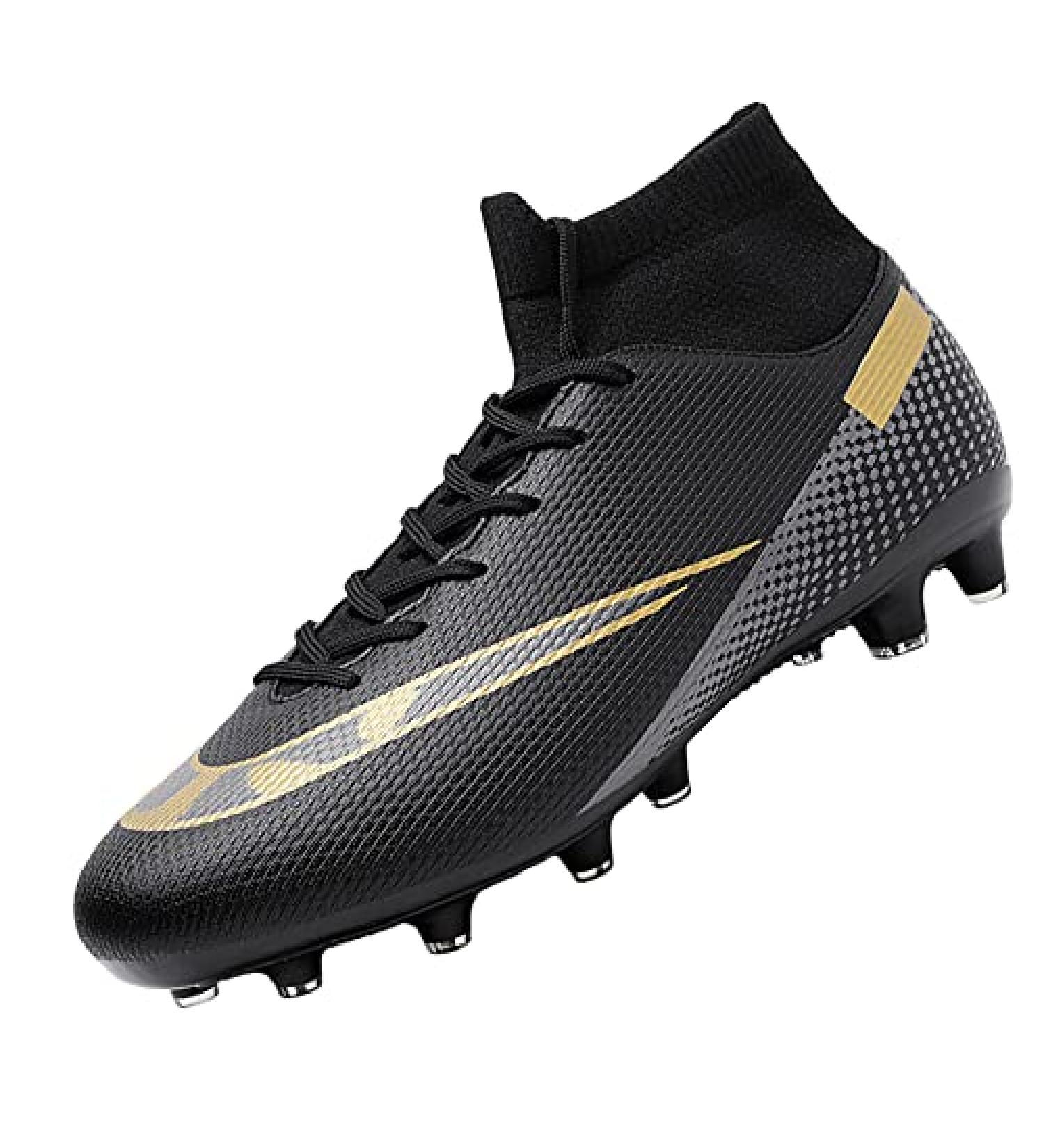 Kids Soccer Cleats - Aiqzsh Boys Girls Football Shoes Black-1 7 | Anti-Slip Athletic Indoor/Outdoor Sports Shoes - Buy Online on GoSupps.com