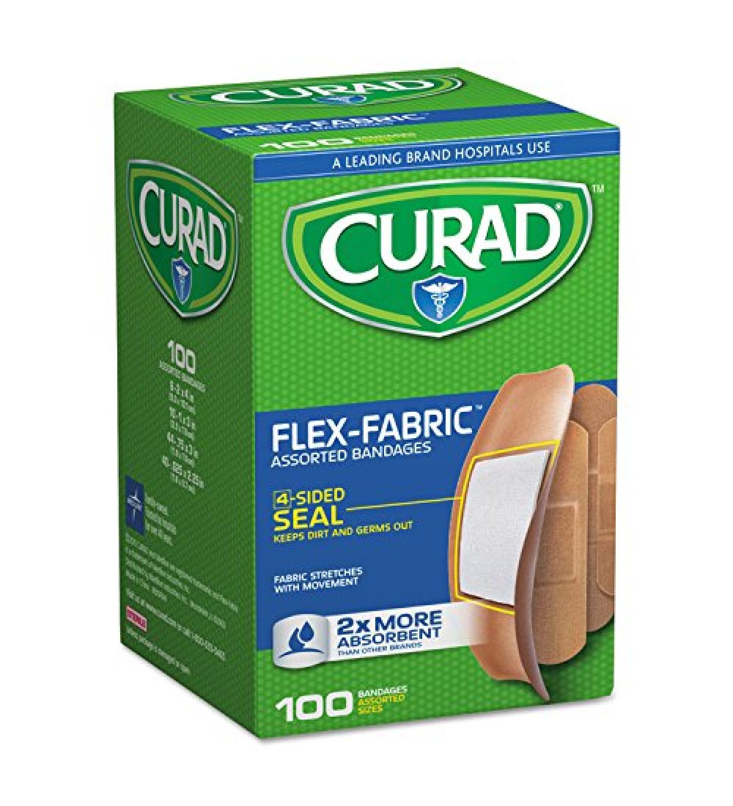 Curad CUR0700 Flex Fabric Bandages Assorted Sizes 100 per Box