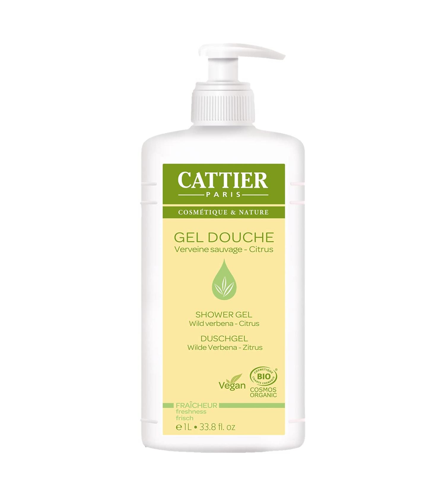 Cattier Wild Verbena & Citrus Shower Gel 1L - Family Size with Pump Dispenser | Certified Natural Cosmetics for All Skin Types - Buy Online on GoSupps.com