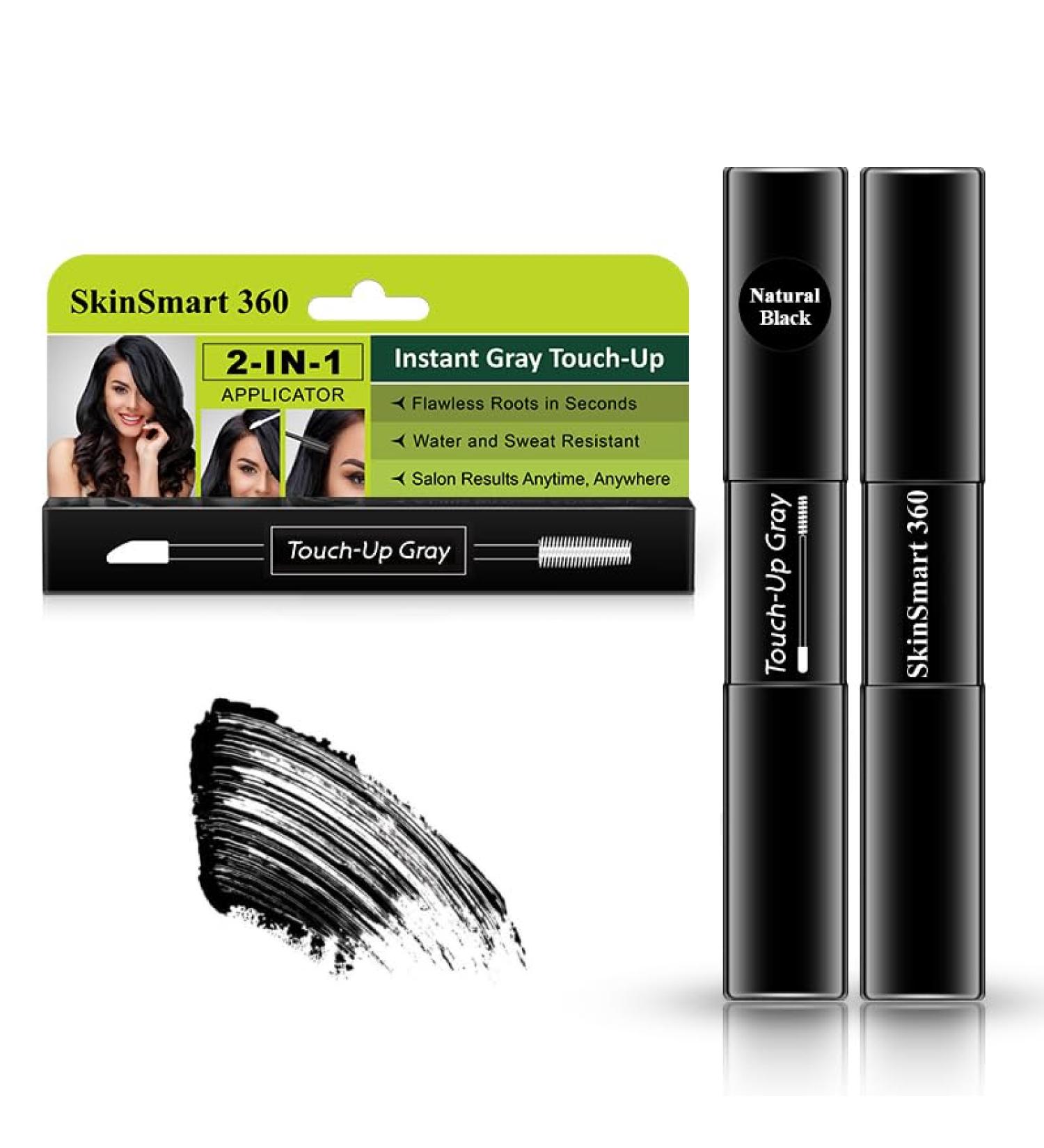 Instant Root Touch-Up for Men & Women - 100% Gray Coverage Water & Sweat-Resistant Travel-Friendly 2-in-1 Mascara Brush & Pen Salon-Quality Results - Natural Black 7 mL - Buy Online on GoSupps.com