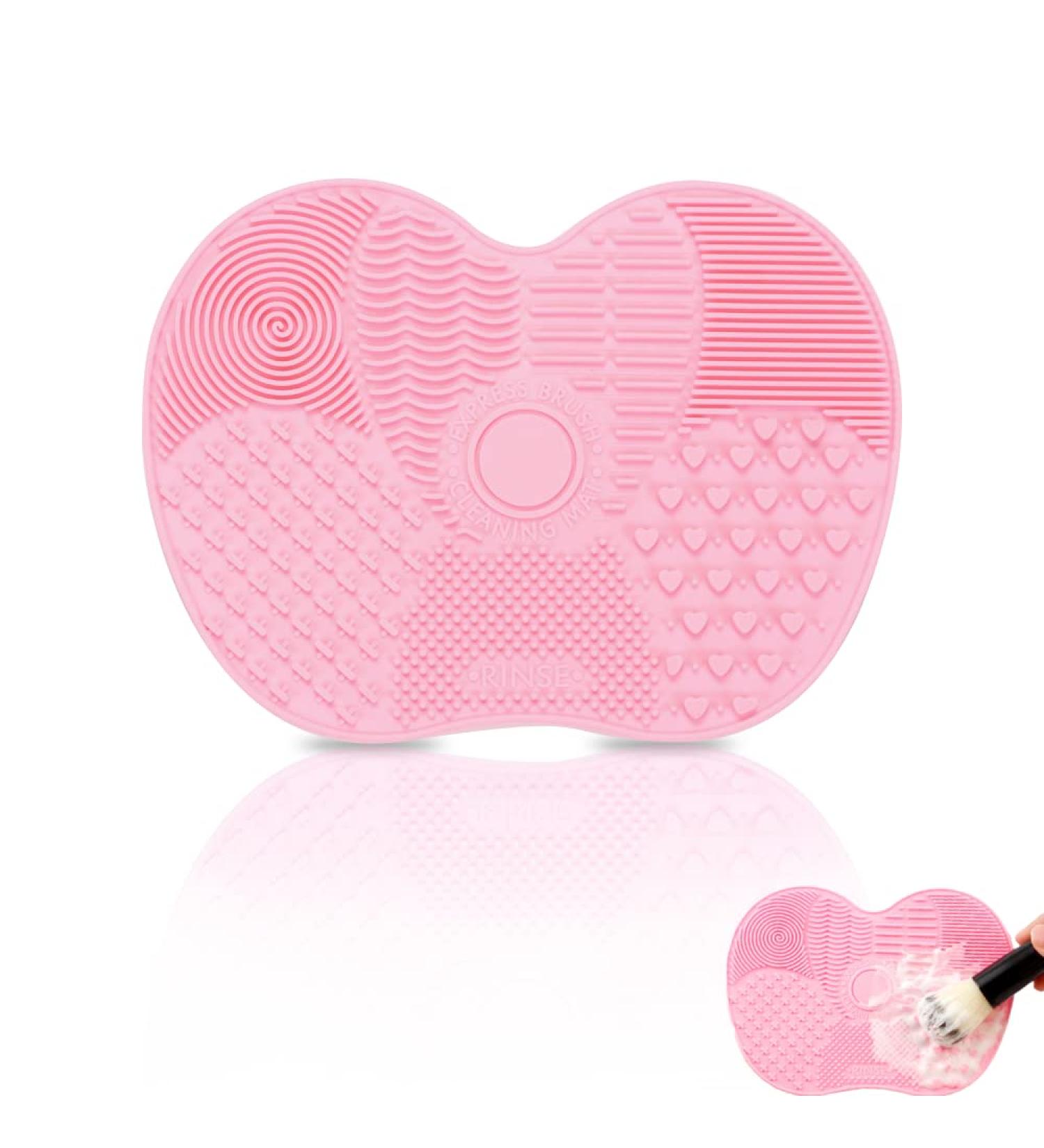 Silicone Makeup Brush Cleaning Pad - Portable Dual Wash-Up Mat for Dry & Wet Cleaning (Pink) - Buy Online on GoSupps.com