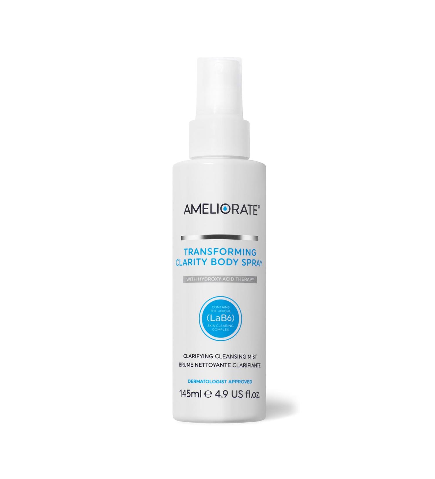 Ameliorate Transforming Clarity Body Spray 145ml | Lab6 Hyaluronic Acid Quora Noni | Dermatologically tested - Buy Online on GoSupps.com