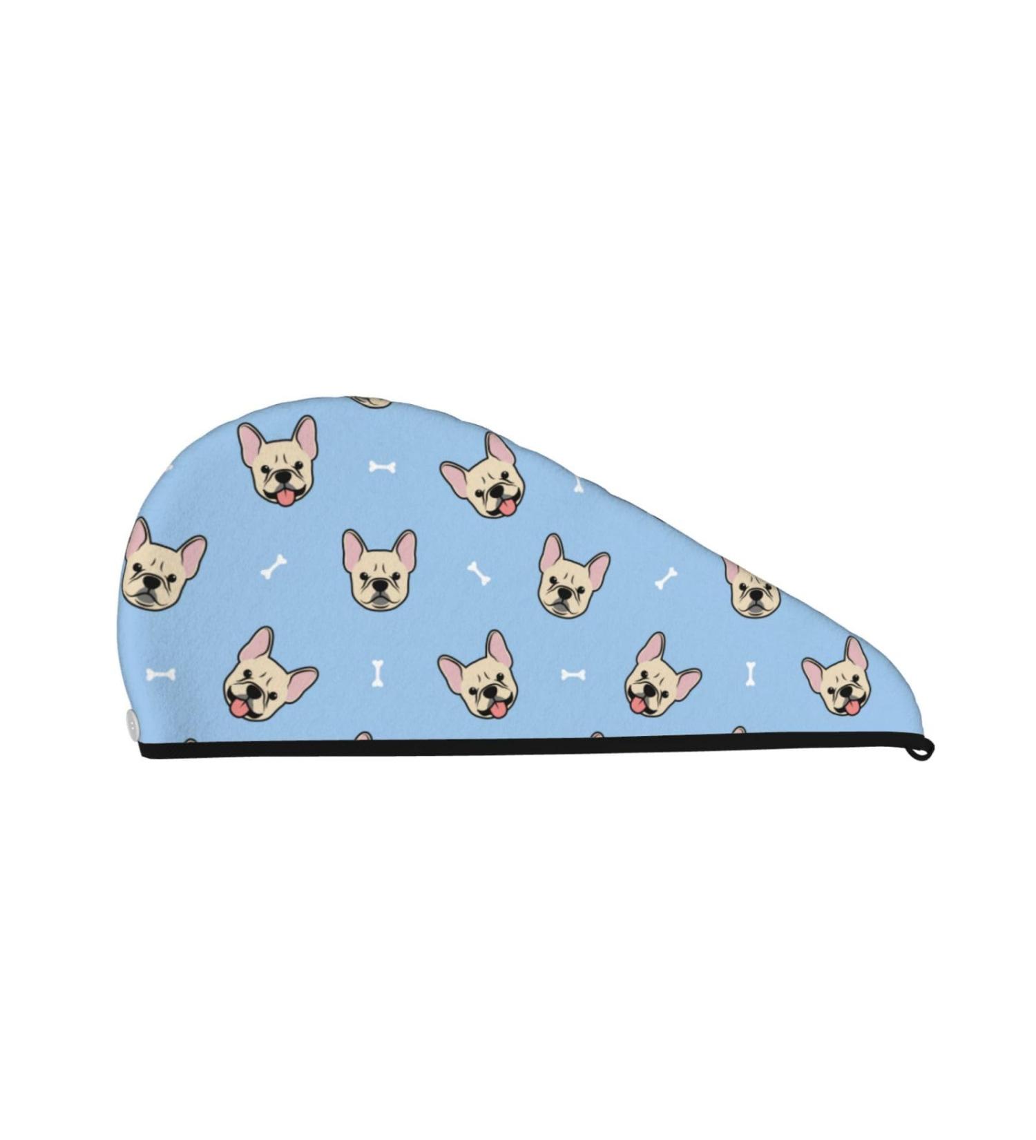 Hair Towel Wrap - Quick Drying Towel Turban for Effortless Style | Cute French Bulldog Design - Buy Online on GoSupps.com