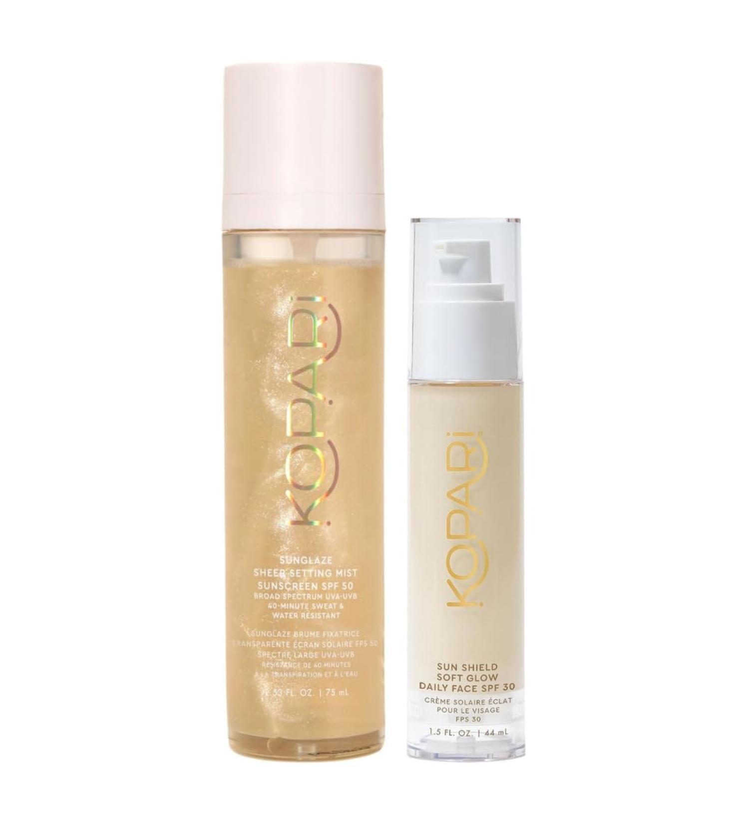 Kopari Sunglaze Sheer Setting Mist Sunscreen SPF 50 & Sun Shield Soft Glow Daily Face SPF 30 - Buy Online on GoSupps.com