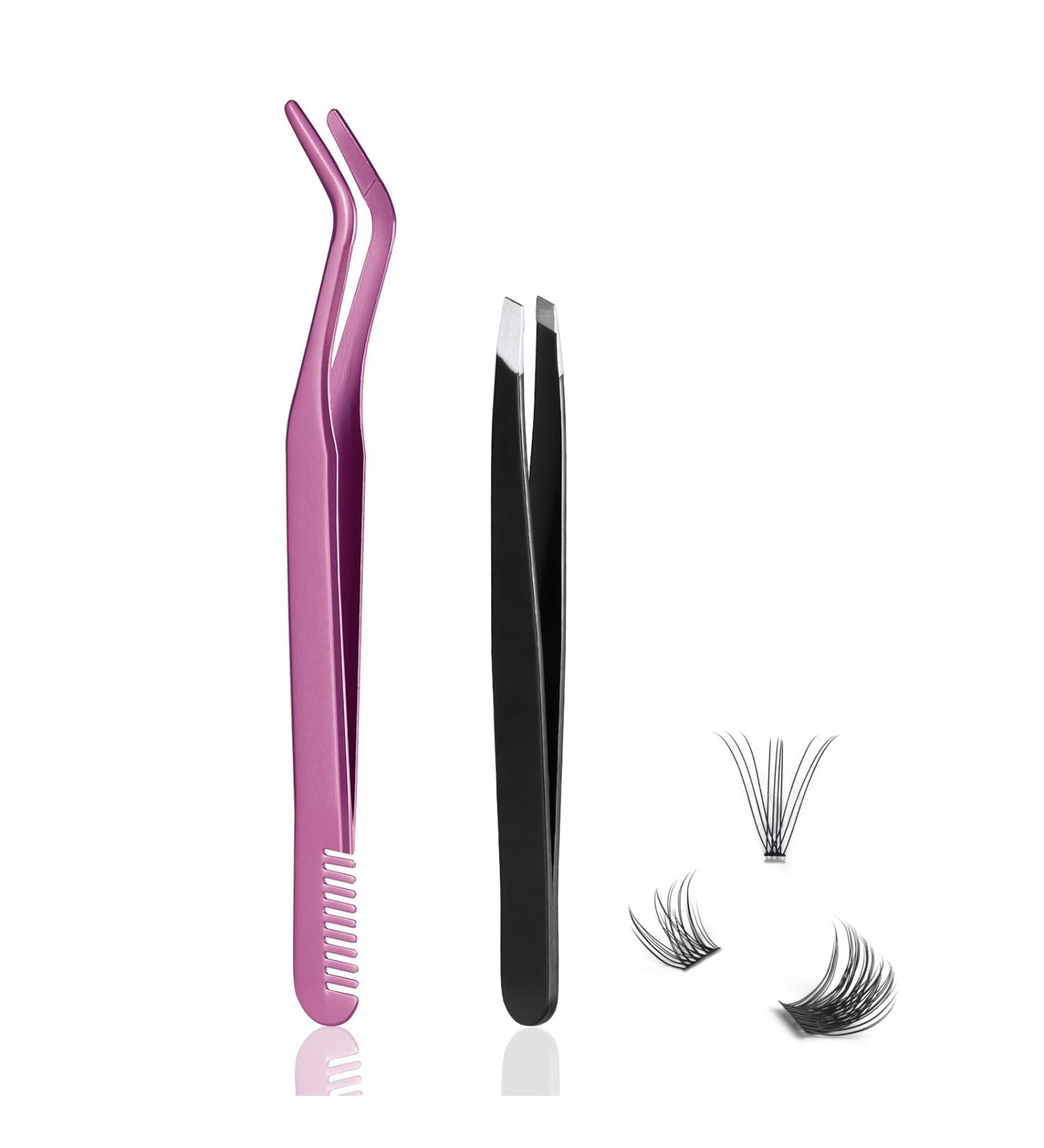 Premium Eyelash Applicator Tool Set - 1 Eyelash Applicator + 1 Eyebrow Tweezers for DIY Extensions - Perfect for Clusters - International Shipping - Buy Online on GoSupps.com