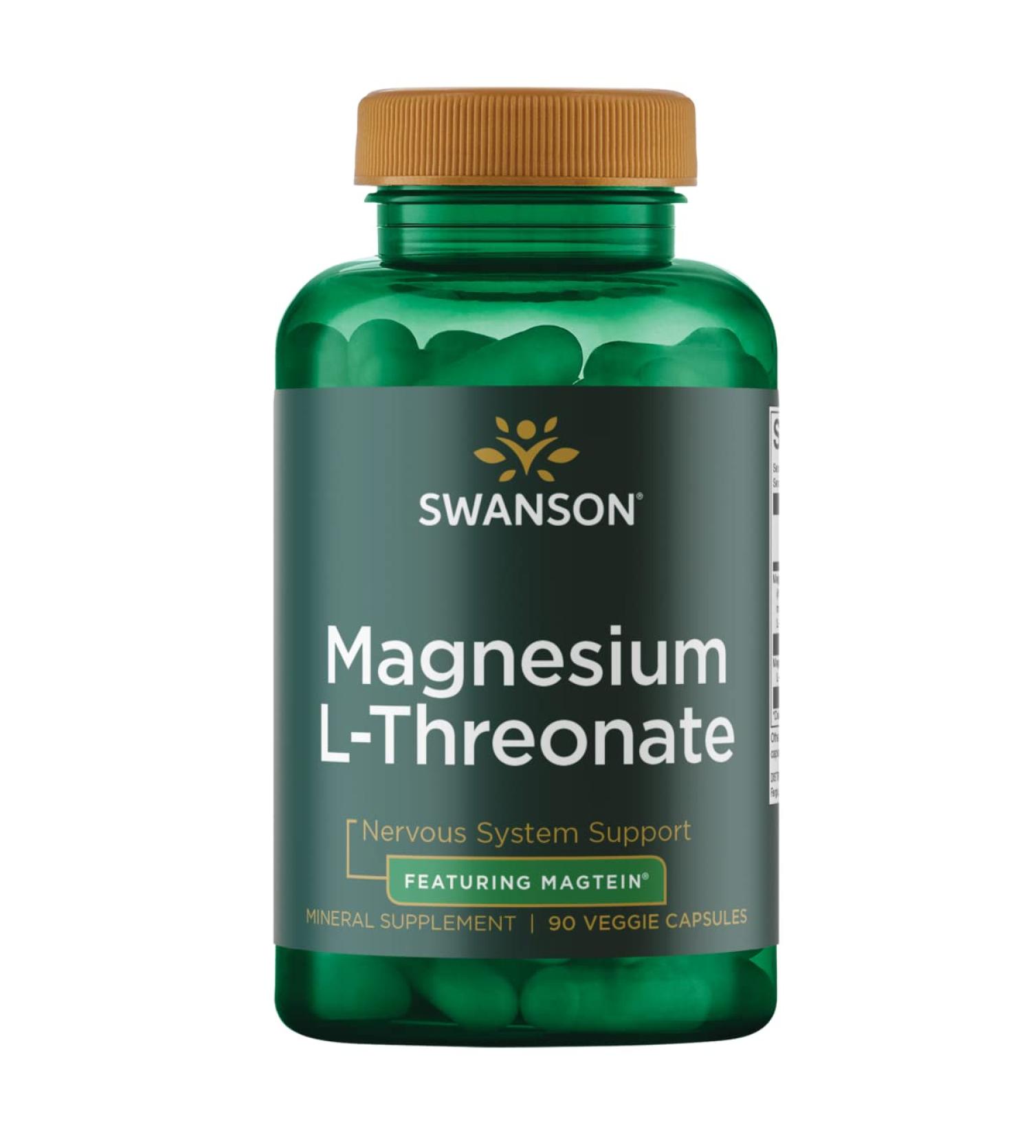 Swanson Magnesium L-Threonate - Nervous System & Cognitive Health Support - 90 Veggie Capsules - Buy Online on GoSupps.com