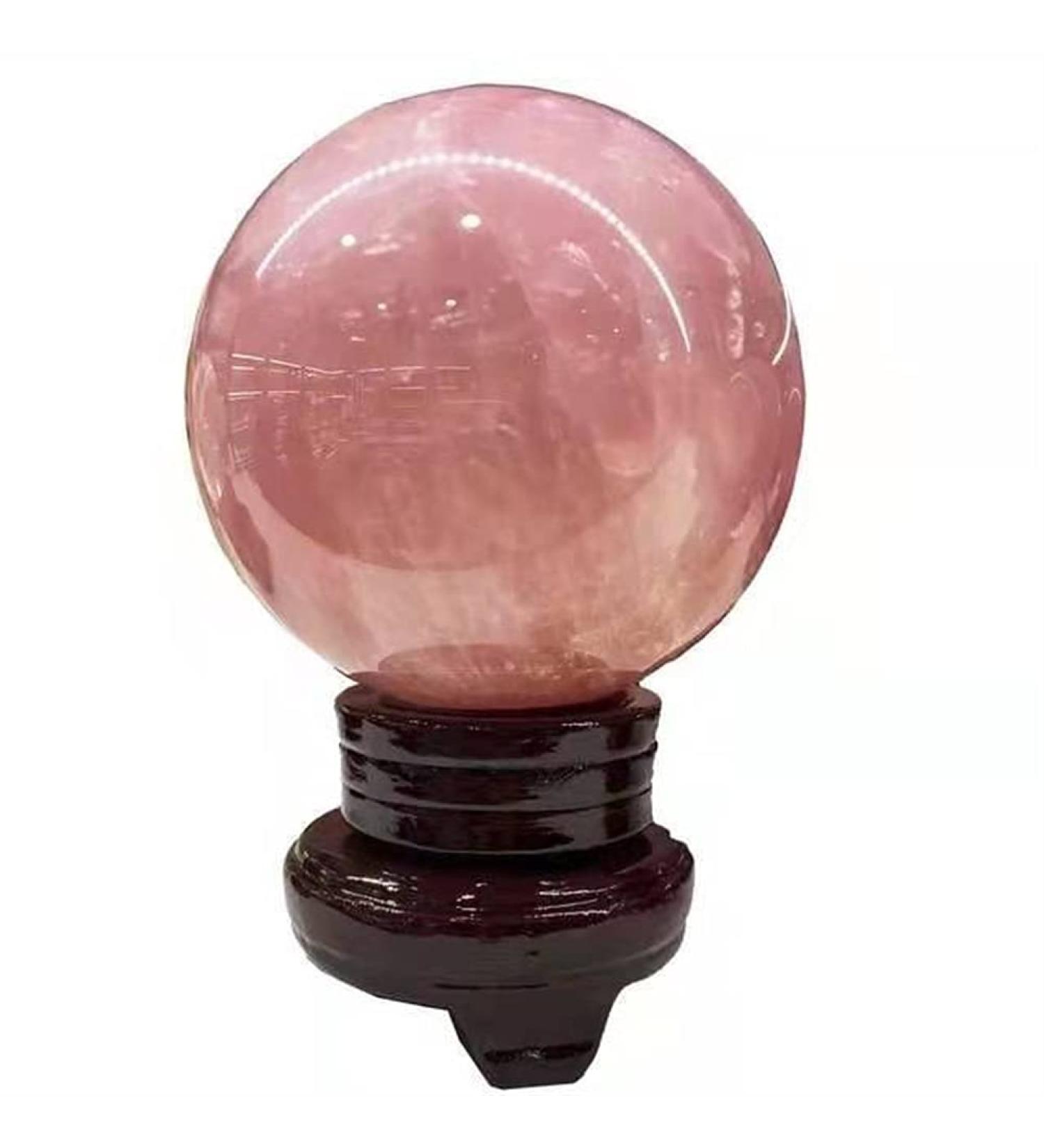 Natural Crystal Rough Gemstone Decoration 9CM Glorious Natural Ball Rose Quartz Spheres Stone for Decoration 1PCMineral Stone Home Goods - Buy Online on GoSupps.com