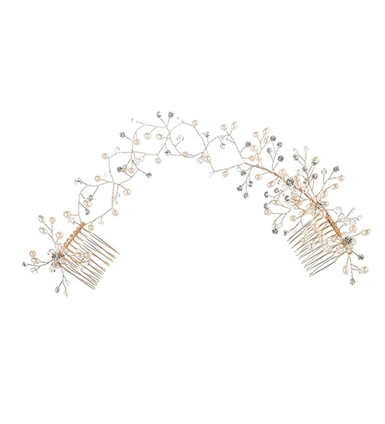 DOITOOL Crystal Double Hair Comb Bridal Hair Comb Wedding Hair Vine for Brides Bridal Hair Accessories for Wedding Decorative Hair Combs Bridesmaid Headgear Alloy Manual - Buy Online on GoSupps.com