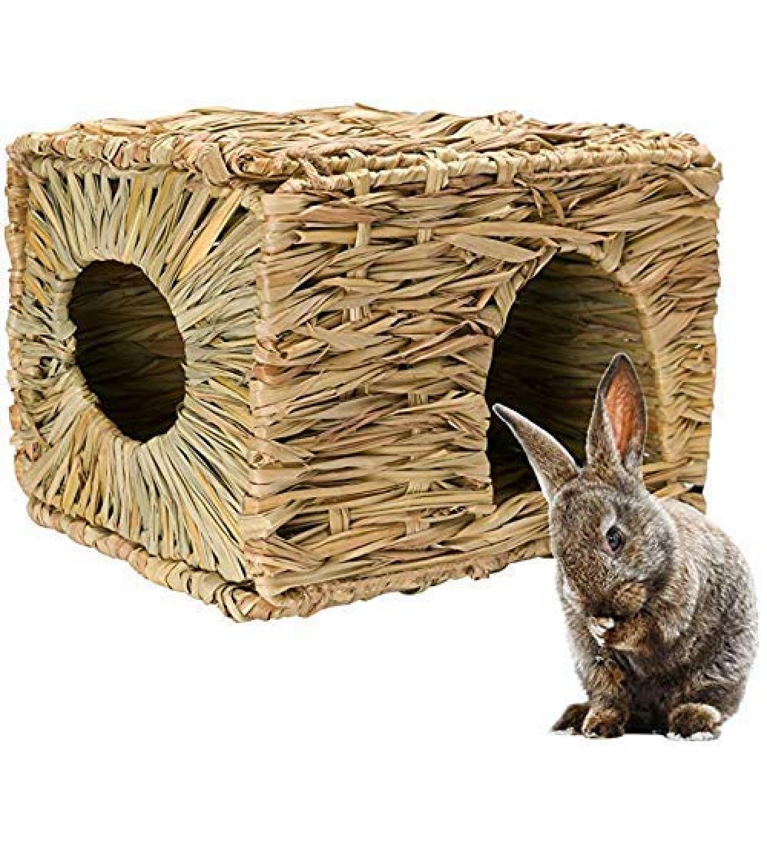 MODEHUAYING Natural Seagrass Mat Bed Hideaway Toy Hand Woven for Rabbit Guinea Pig Chinchilla Ferret 30 x 20 x 20 cm (L x W x H) - Buy Online on GoSupps.com