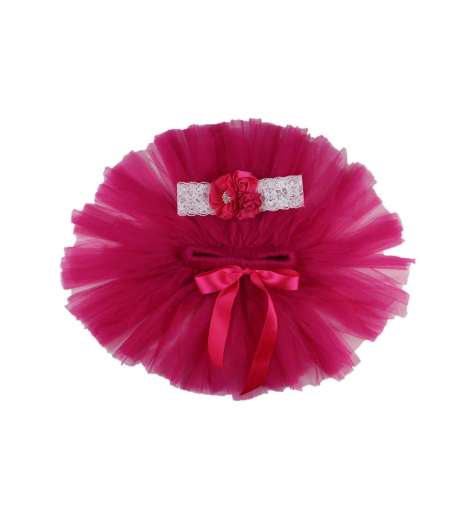 Matissa Newborn Baby Tutu Clothes Skirt Headdress Flower Photo Photography Prop Outfit Costume Hot Pink (1)