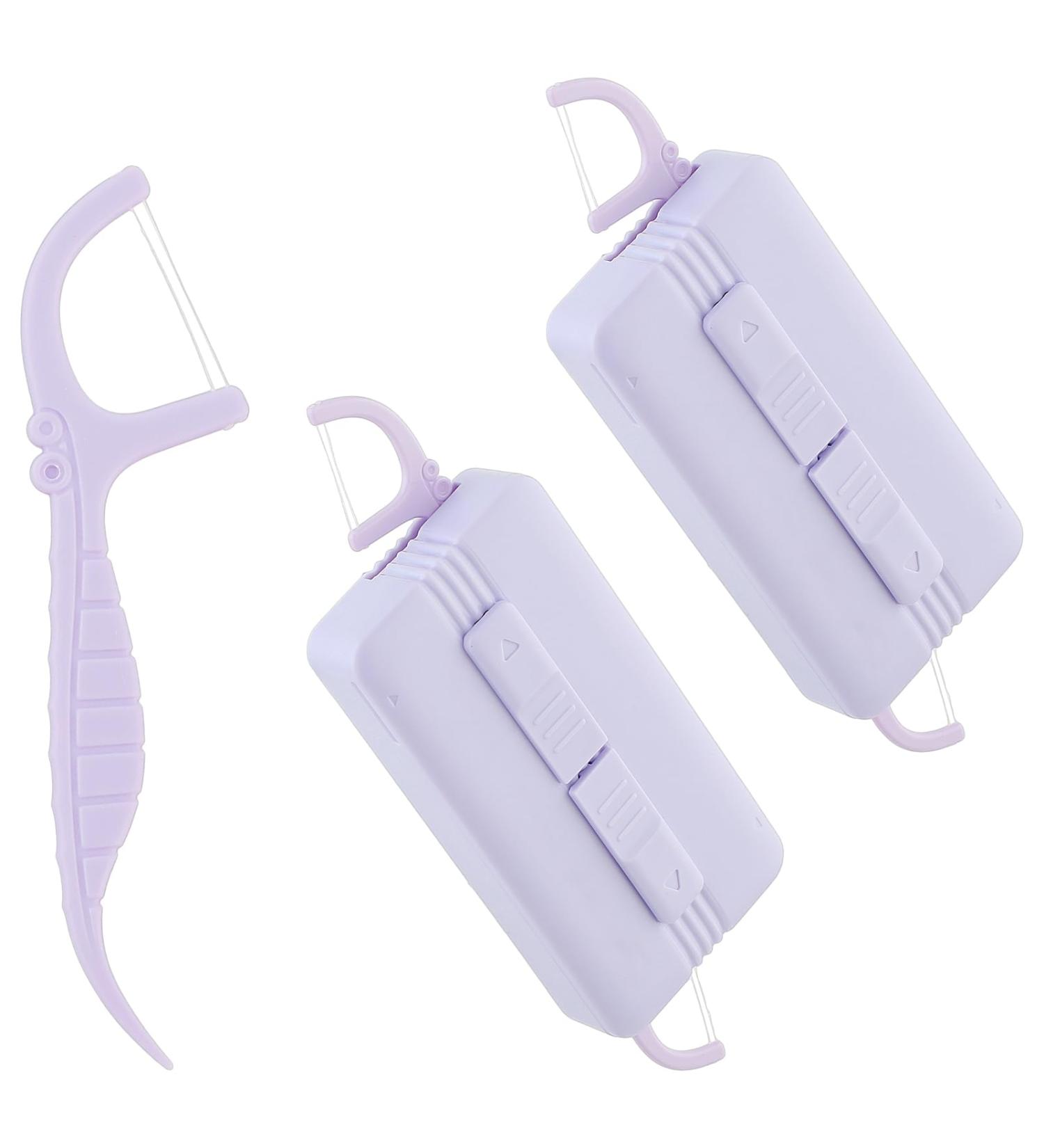 Portable Tooth Pocket Lila - 2 pcs Automatic Dental Floss Organizer & Travel Storage Box with 10 Refillable Picks | Perfect for Dinner Dates - Buy Online on GoSupps.com
