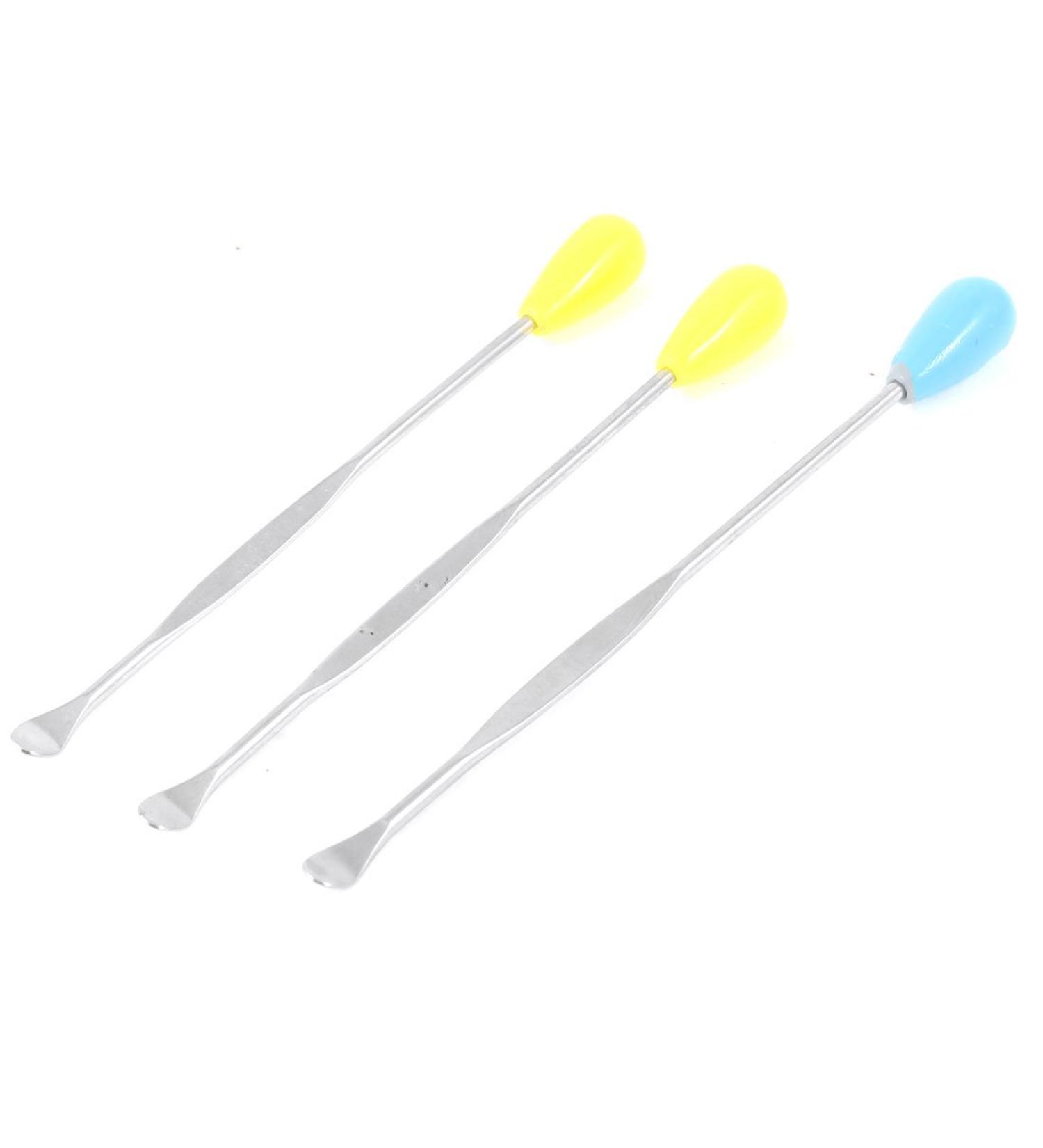Qtqgoitem 3 Pcs Earpick Earwax Spoon Ear Wax Remover Care Tool Silver Tone Yellow Blue (Model: 150 4a2 d64 a6b ed9)