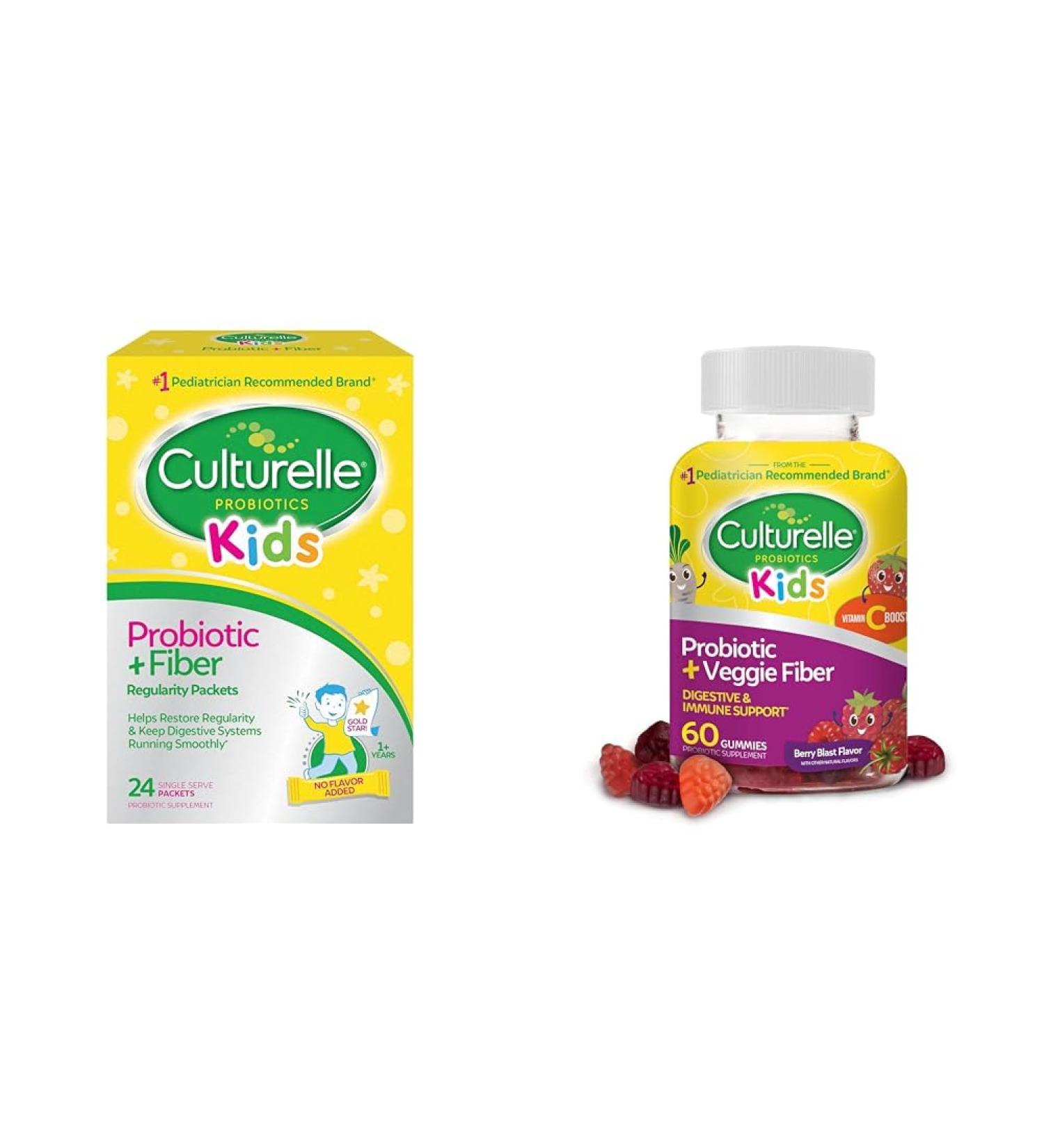 Culturelle Kids Probiotic Packets (Ages 3+) 24 Count & Daily Probiotic Gummies (Ages 3+) 60 Count - Digestive & Immune Health Unflavored + Probiotic Berry Flavor 24 Servings (Pack of 1) - Buy Online on GoSupps.com