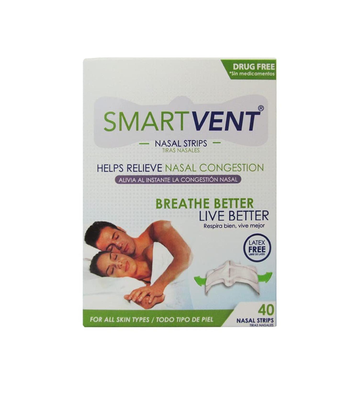SMART VENT 40 Drug and Latex Free Nasal Strips - Instant Nasal Congestion Relief, 2 Cases Included - Buy Online on GoSupps.com