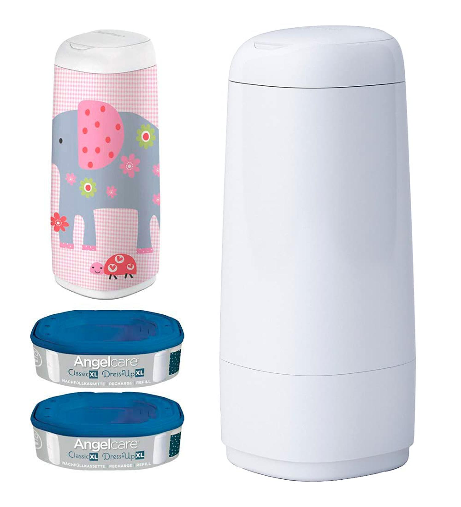 Buy Angelcare Dress-Up XL Starter Set - Diaper Pail 2 Refill Cassettes & Elephant Family Cover | Top International Shipping - Buy Online on GoSupps.com