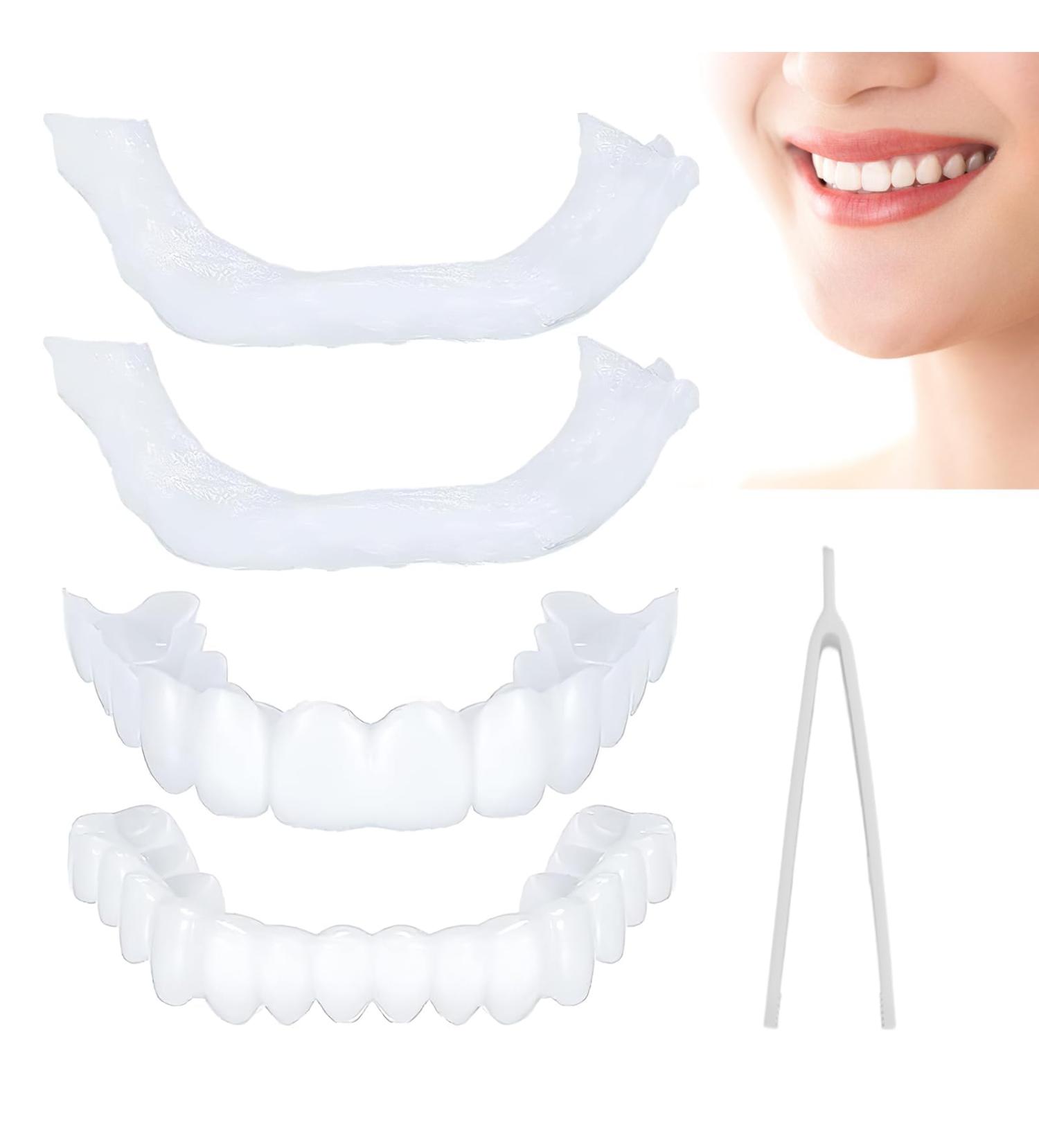 Frenzify 2 Pairs Dentures Fake Teeth Veneers Fake Teeth Braces Cosmetic Teeth Covering Snap on Perfect Smile Prosthetics Upper And Lower For Man Woman Teeth Fast Repair - Buy Online on GoSupps.com