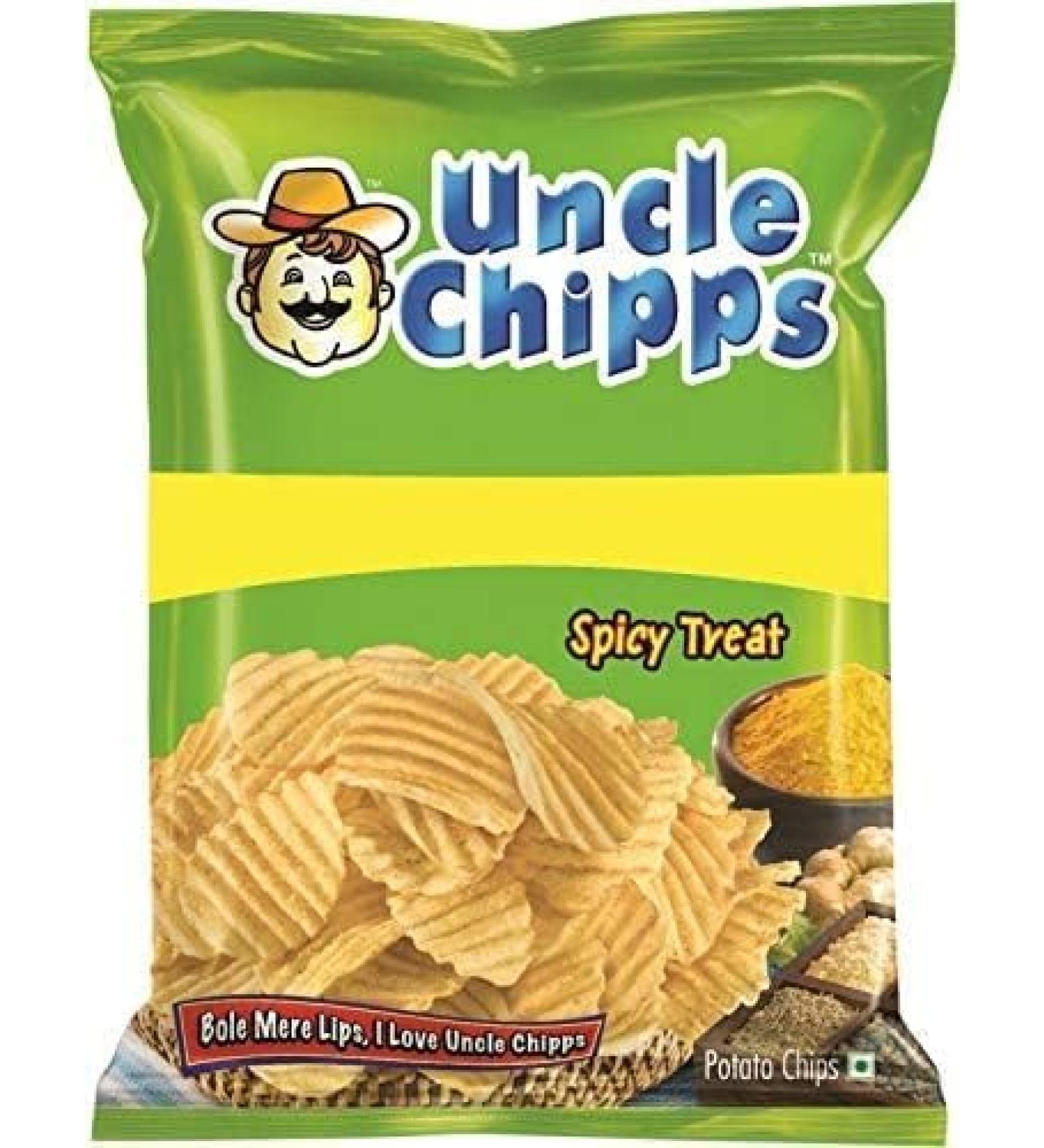 Uncle Chipps Potato Chips 50g (Pack of 24) | Classic Indian Snack with Irresistible Crunch | Spicy Treat | On-the-Go Snacking - Buy Online on GoSupps.com