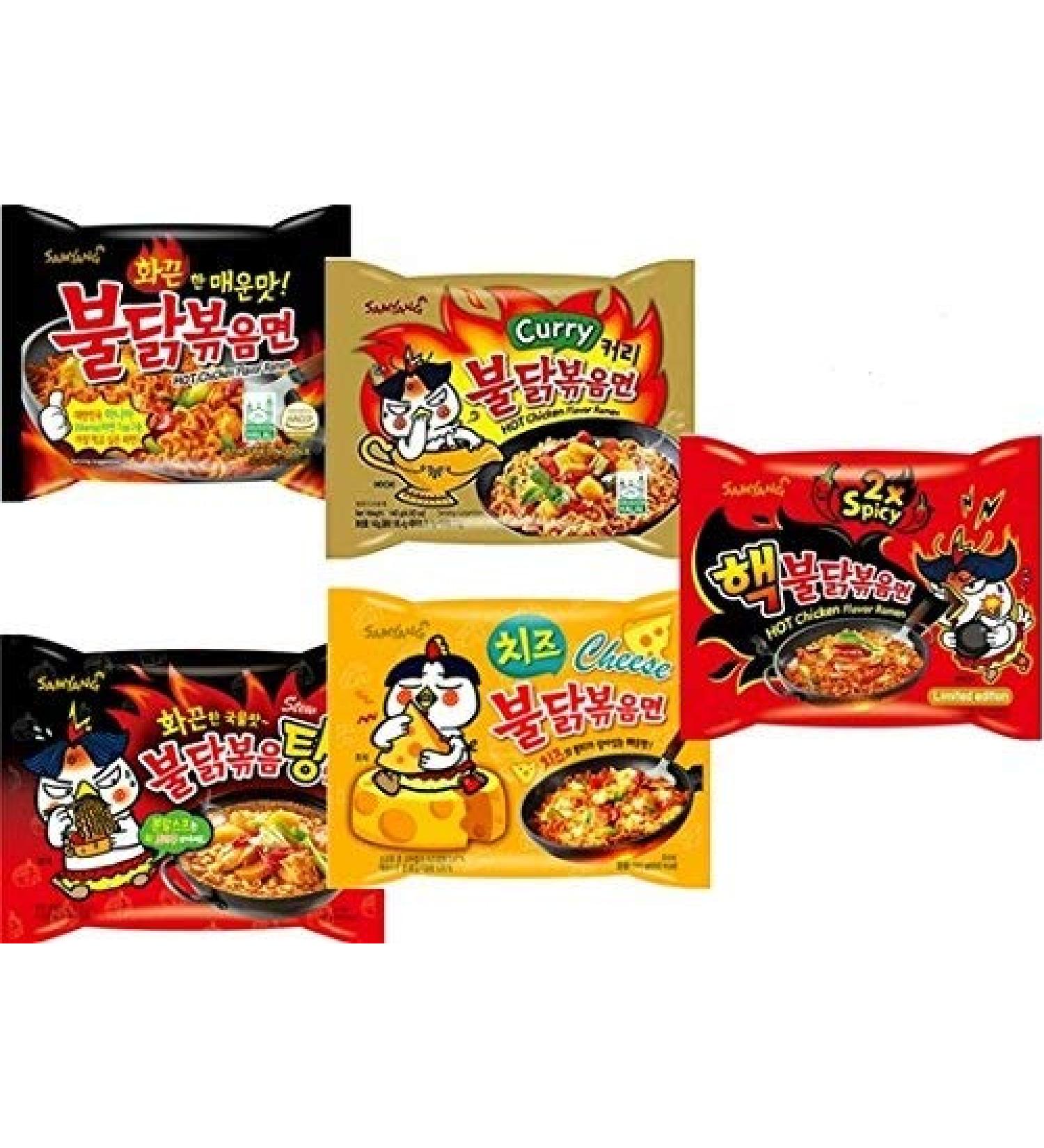Samyang Hek Buldak Extra Spicy Korean Ramen Roasted Chicken Best 5-Pack Spicy Fire Noodle Challenge - Buy Online on GoSupps.com