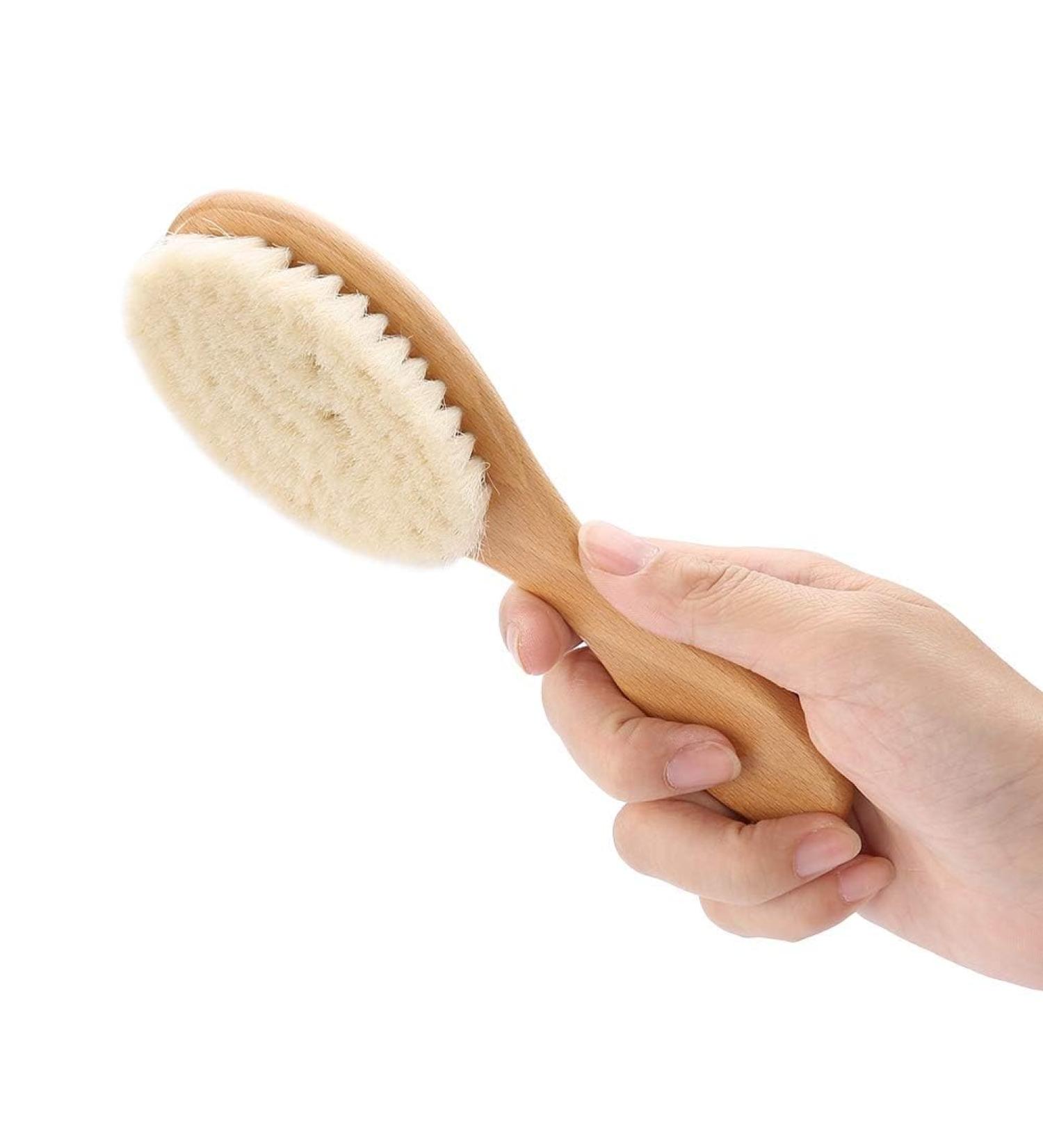 Natural Goat Hair Brush - Soft Bristle Retro Oil Head Hairdressing Brush for Women Men & Children - Perfect Baby Brush with Handle - Buy Online on GoSupps.com