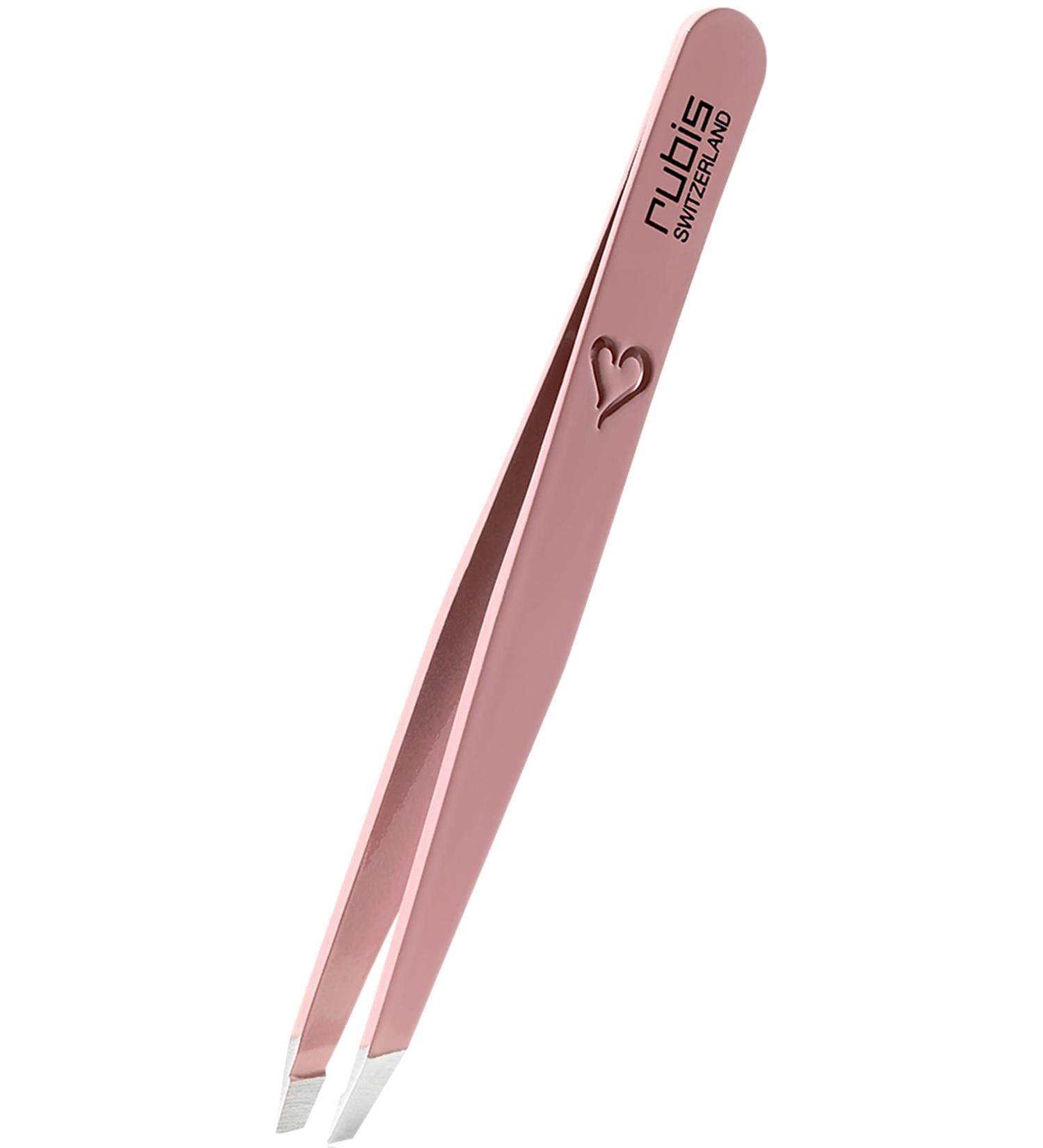 Rubis Tweezers Heart - Pink Slanted Eyebrow Tweezers with Heart Engraving | International Shipping - Buy Online on GoSupps.com