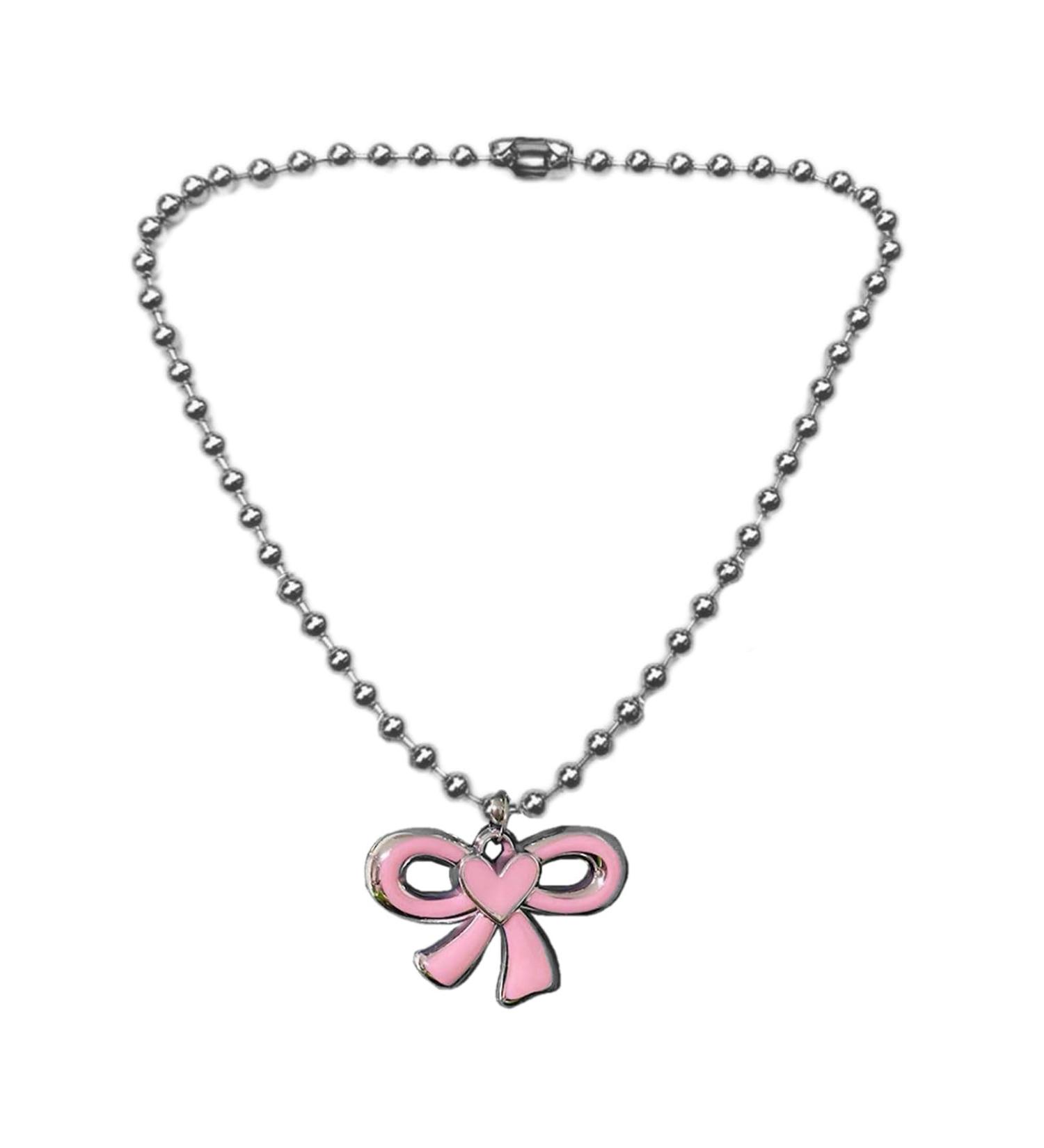 OralGos Fashion Bow Pendant Necklace - Cute Clavicle Chain & Ball Choker Jewelry | Simple Style Metal Accessories - Buy Online on GoSupps.com