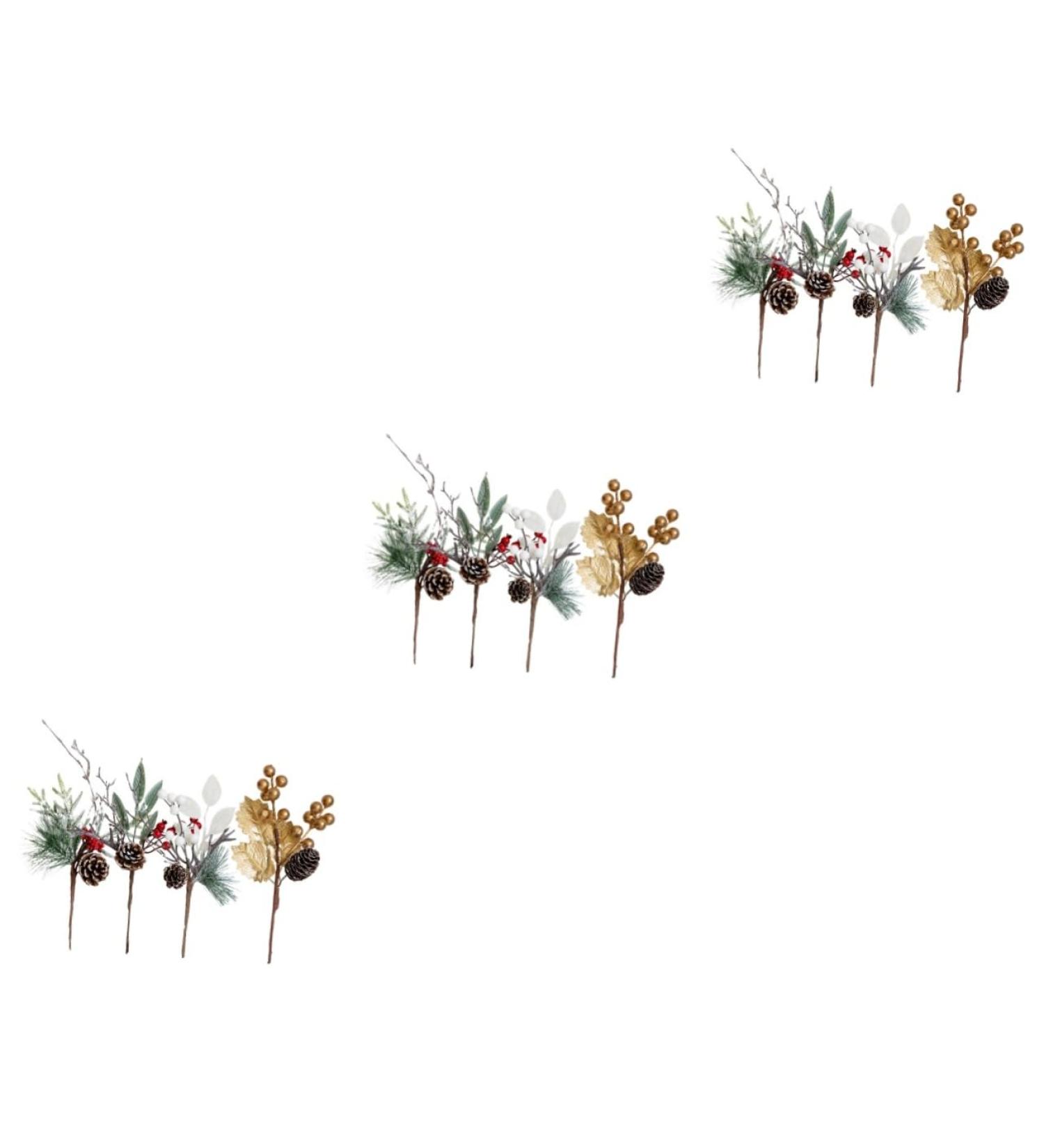 ABOOFAN 12 Pcs Christmas Decoration Christmas Tree Ornament Faux Pine Picks Artificial Pine Picks Pine Cone Stems Christmas Simulated Branches Bouquet Branch Plastic Pine Cones Red Fruit - Buy Online on GoSupps.com