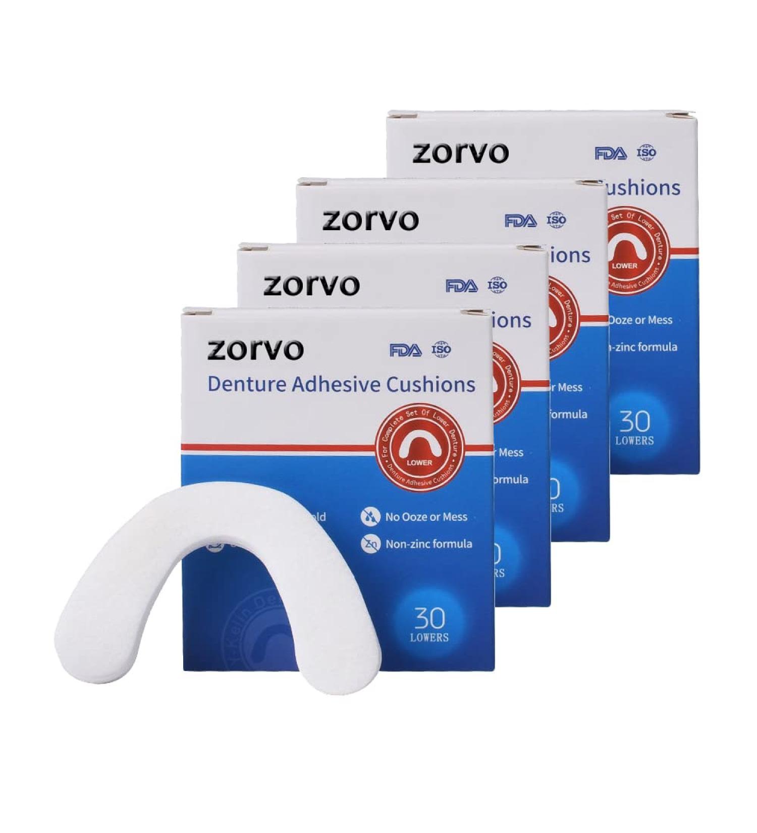Zorvo Secure Denture Adhesive Seals | Zinc-Free Cushion Pads for All-Day Hold | 120pcs (Lower) - Buy Online on GoSupps.com