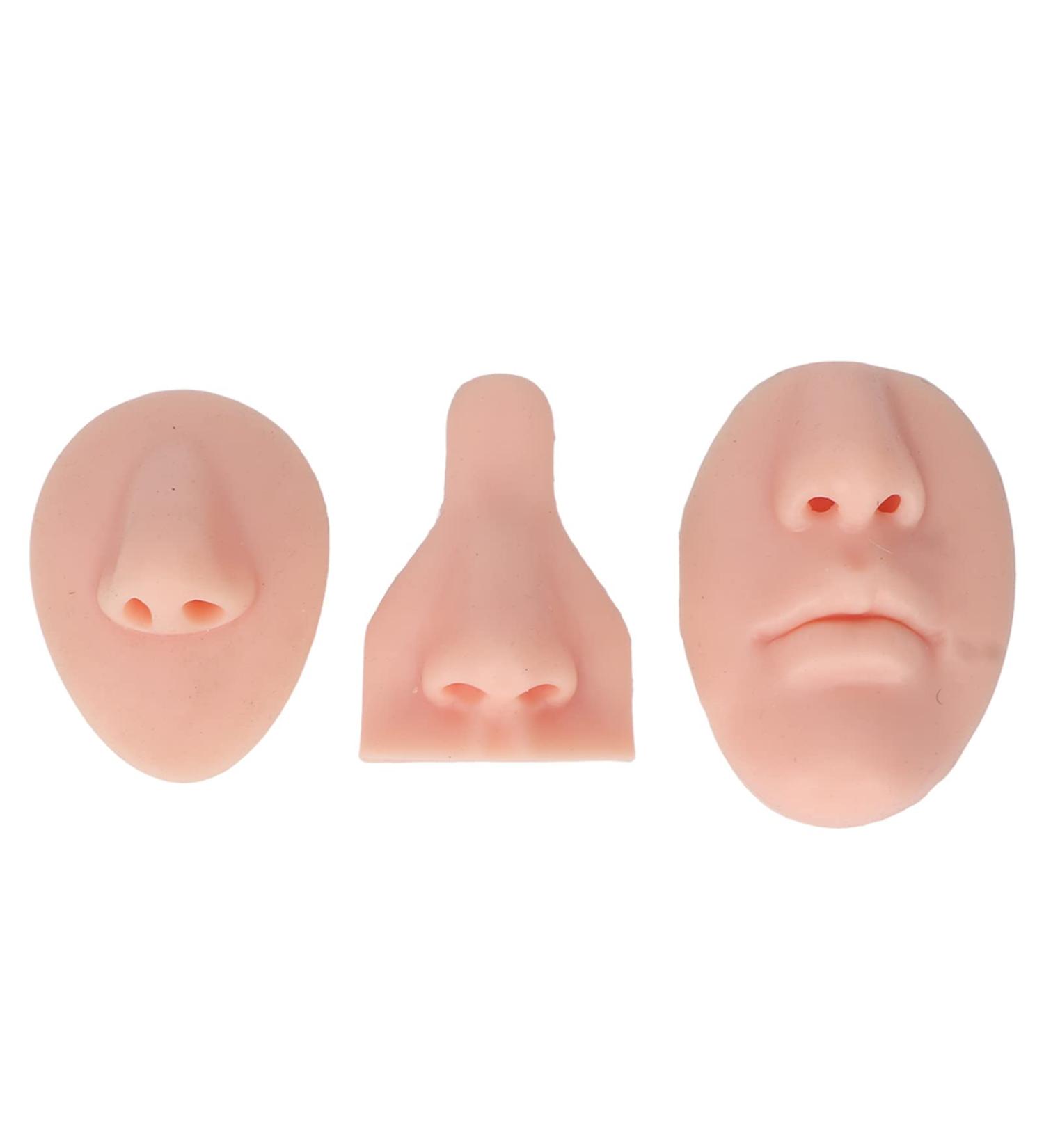 Silicone Nose Mouth Model Set | 3D Soft Practice Nose for Suture Teaching | Reusable Display Mold for Earrings | Light Skin Color - Buy Online on GoSupps.com