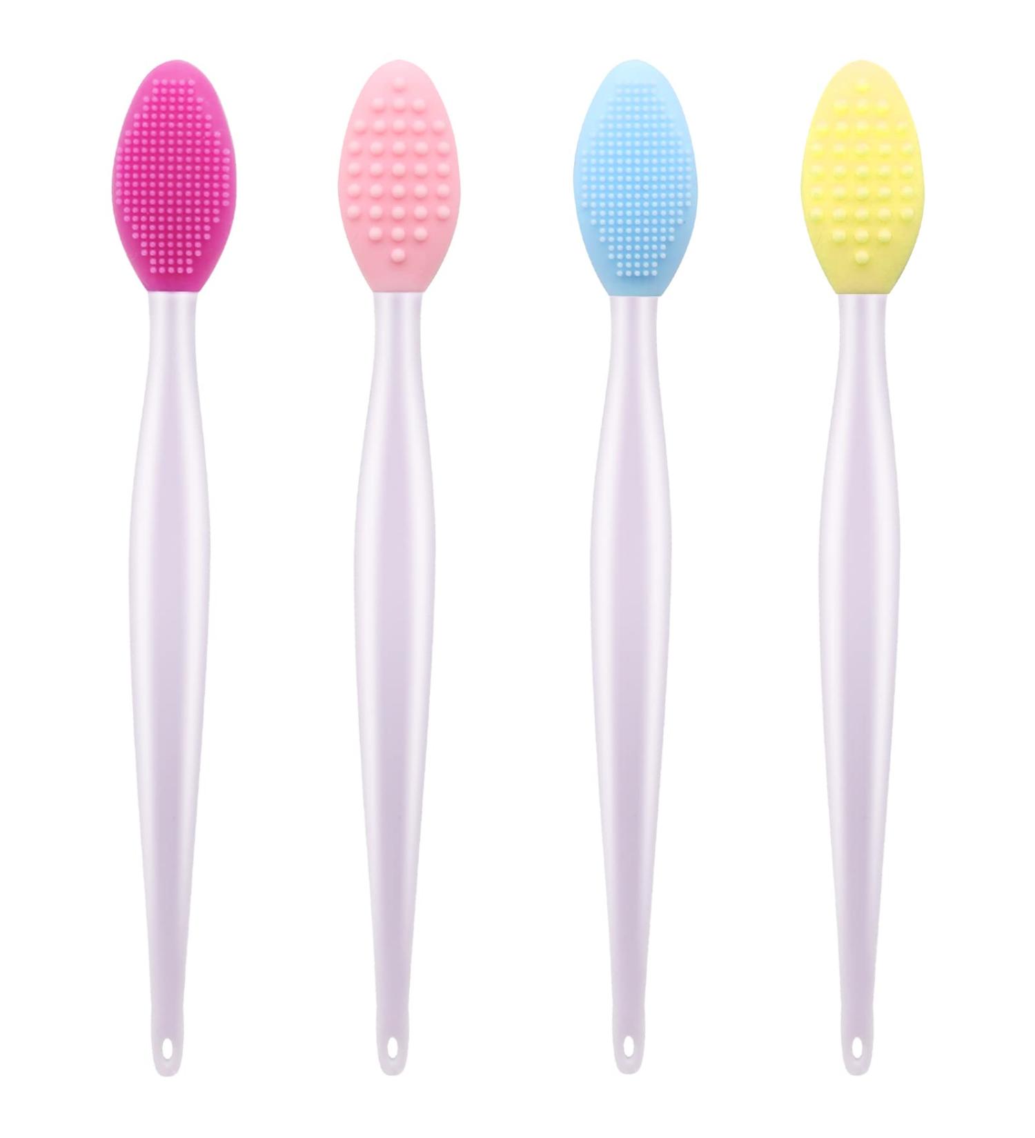 Silicone Lip Scrub Brush Set for Smoother, Fuller Lips - Exfoliating Double-Sided Lip Scrubber Tool (4 Colors, 4 PCS) - Buy Online on GoSupps.com