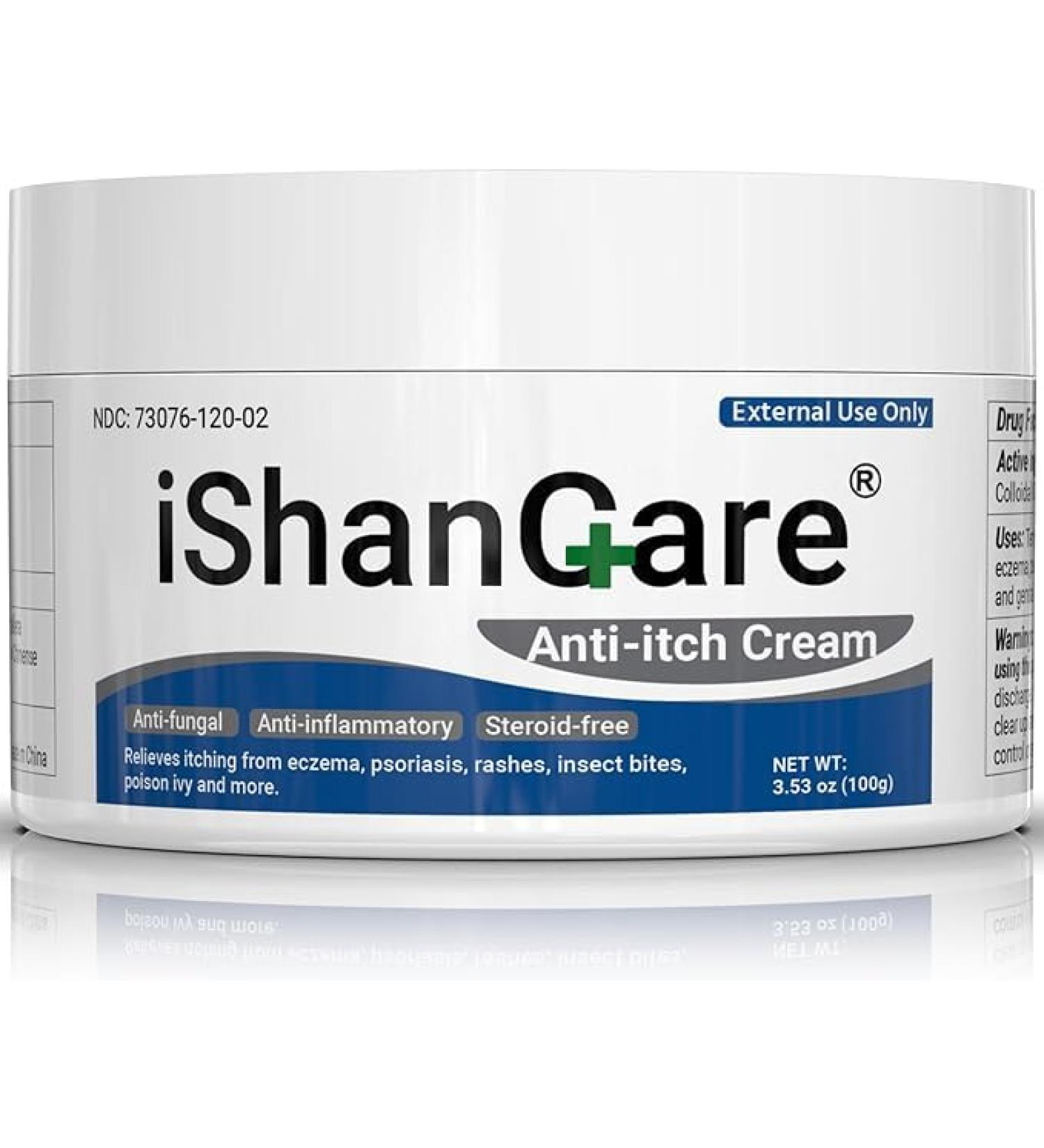 iShanCare Anti Itch Cream Extra Strength Oatmeal Soothing Skin Itch Relieving Ointment for Rash Dermatitis Eczema Psoriasis Hives Sun Bug&Mosquito Bites Poison Ivy Large Can 35 oz - Buy Online on GoSupps.com