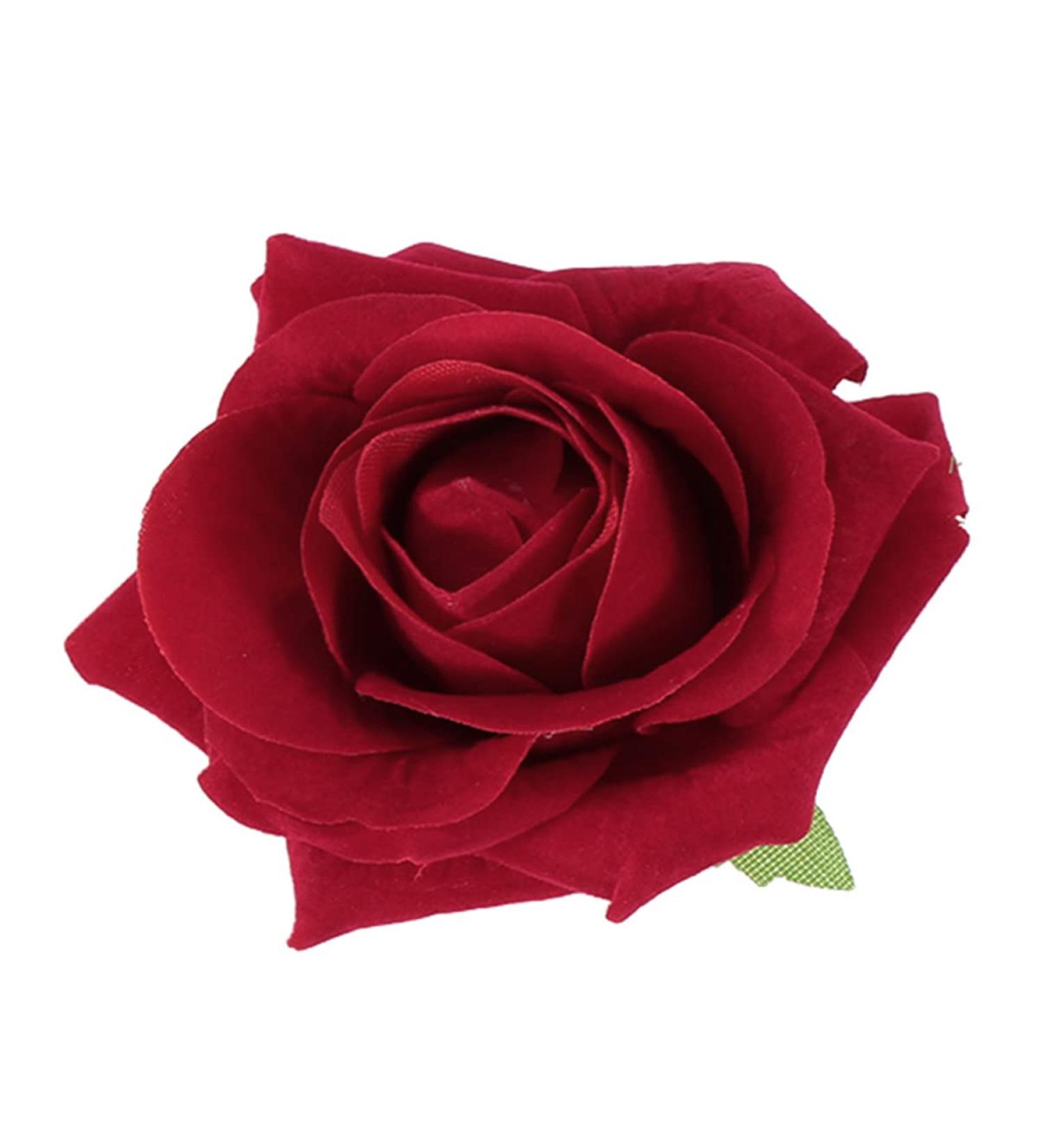 Red Rose Hair Clip Flower Hair Pin Fascinator Artificial Flower Brooch Hairpins Large Rose Red Hair Barrette for Women Girls - Buy Online on GoSupps.com