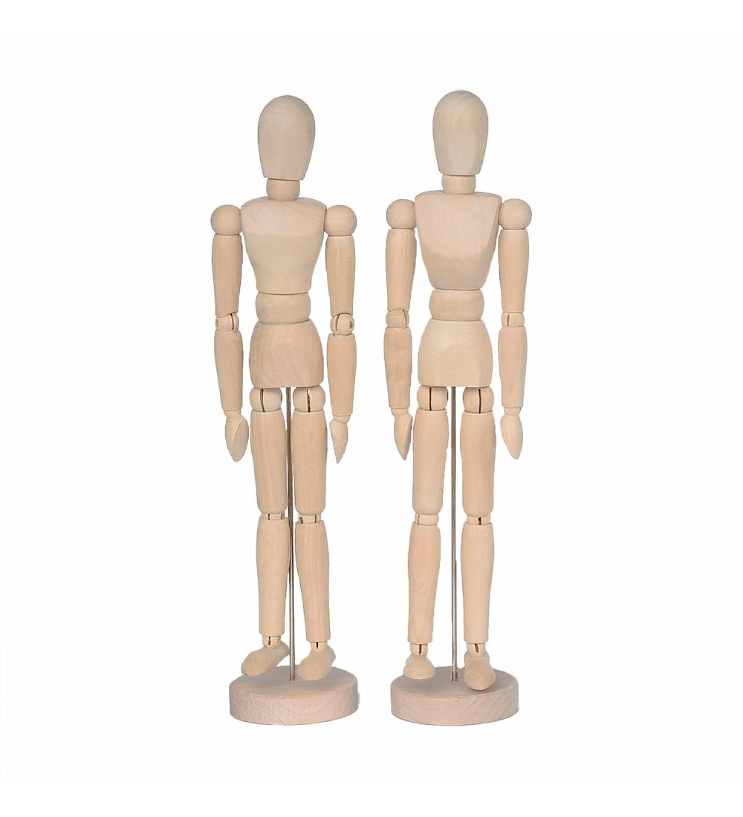 Alikeke 2 Pack 12 Wooden Mannequin Artist Manikin with Stand - Ideal for Drawing & Decor (Men/Women Dad/Mom) - Buy Online on GoSupps.com