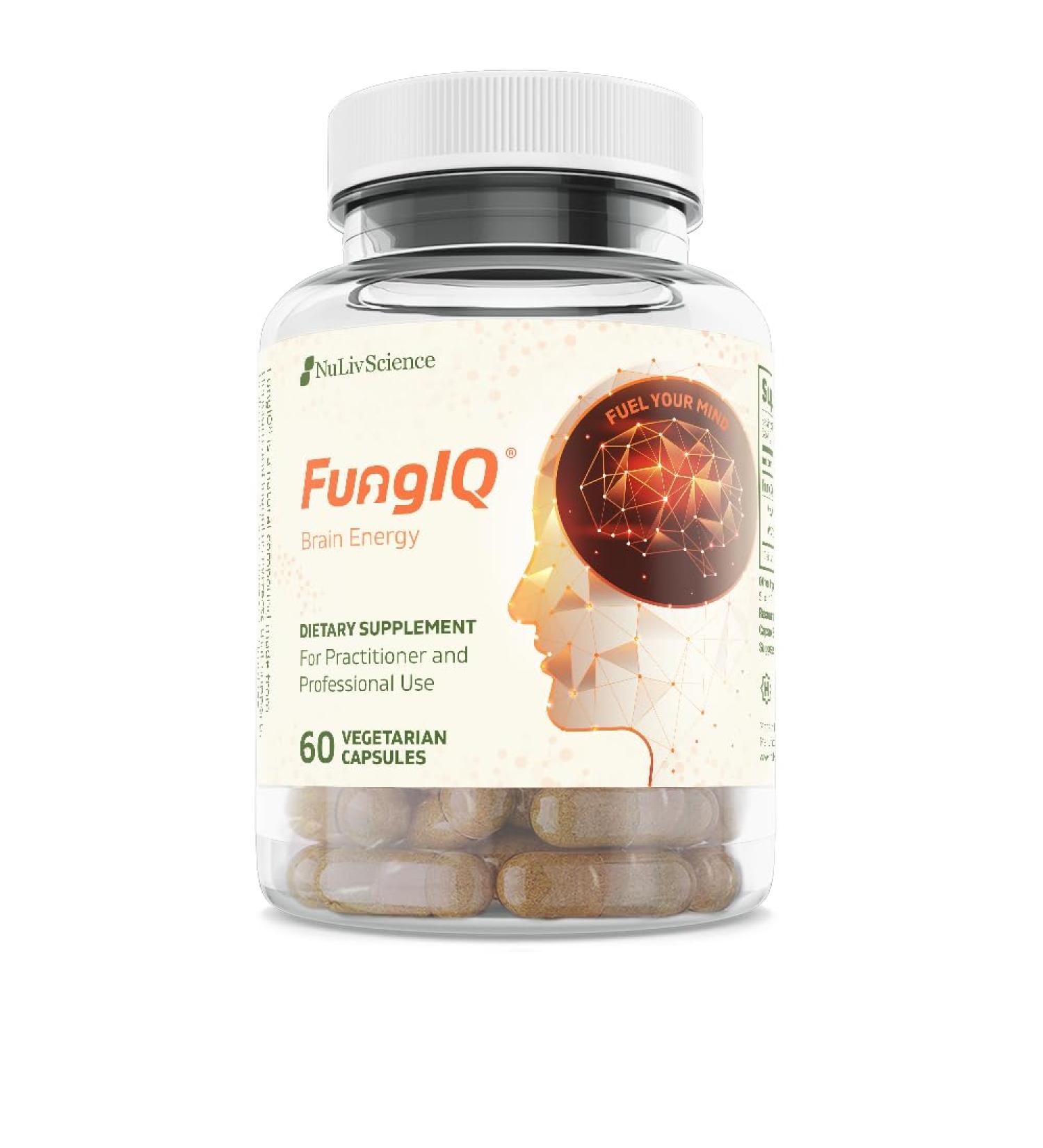 FungIQ Natural Brain Health Supplement for Sustained Focus Lion's Mane & Chaga Blend 30 Servings