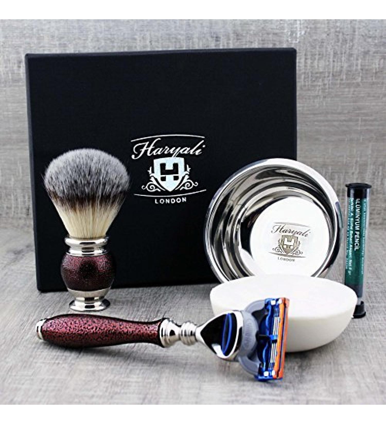 5 Piece Men's Shaving Kit | Synthetic Badger Hair Brush Razor Soap & Bowl - Perfect Grooming Set for Every Man - Buy Online on GoSupps.com