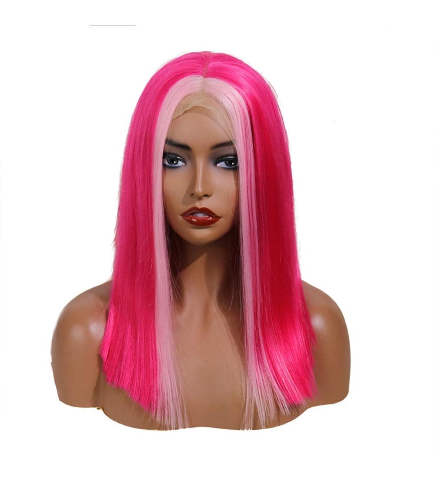 Buy SHIYID Hot Pink Lace Front Synthetic Wig | Heat Resistant Short Wig for Black Women & Drag Queens - Natural Hairline - Buy Online on GoSupps.com