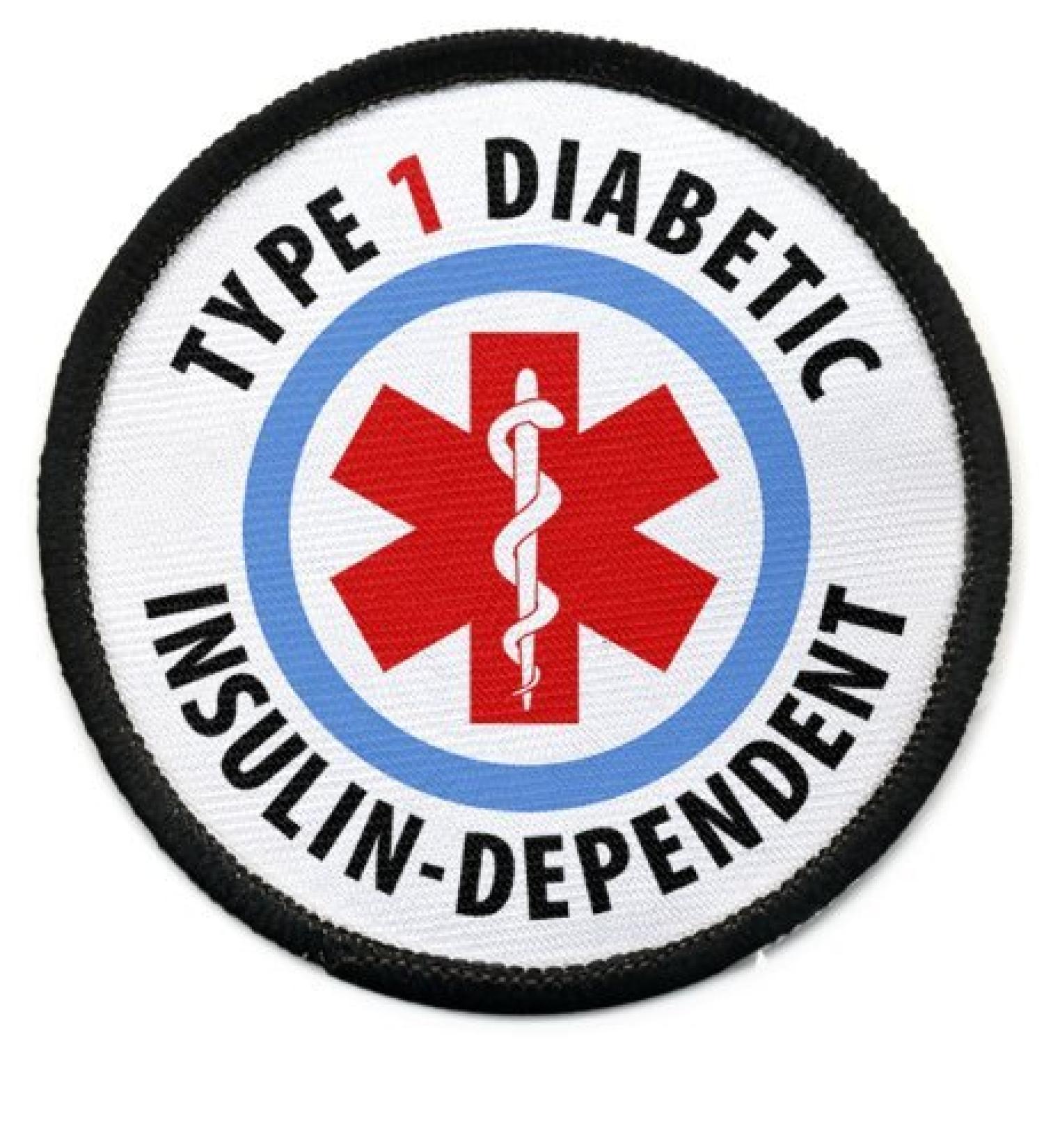 Creative Clam Type 1 Diabetic Insulin Dependent Medical Alert 2.5 Inch Black Rim Sew-on Patch