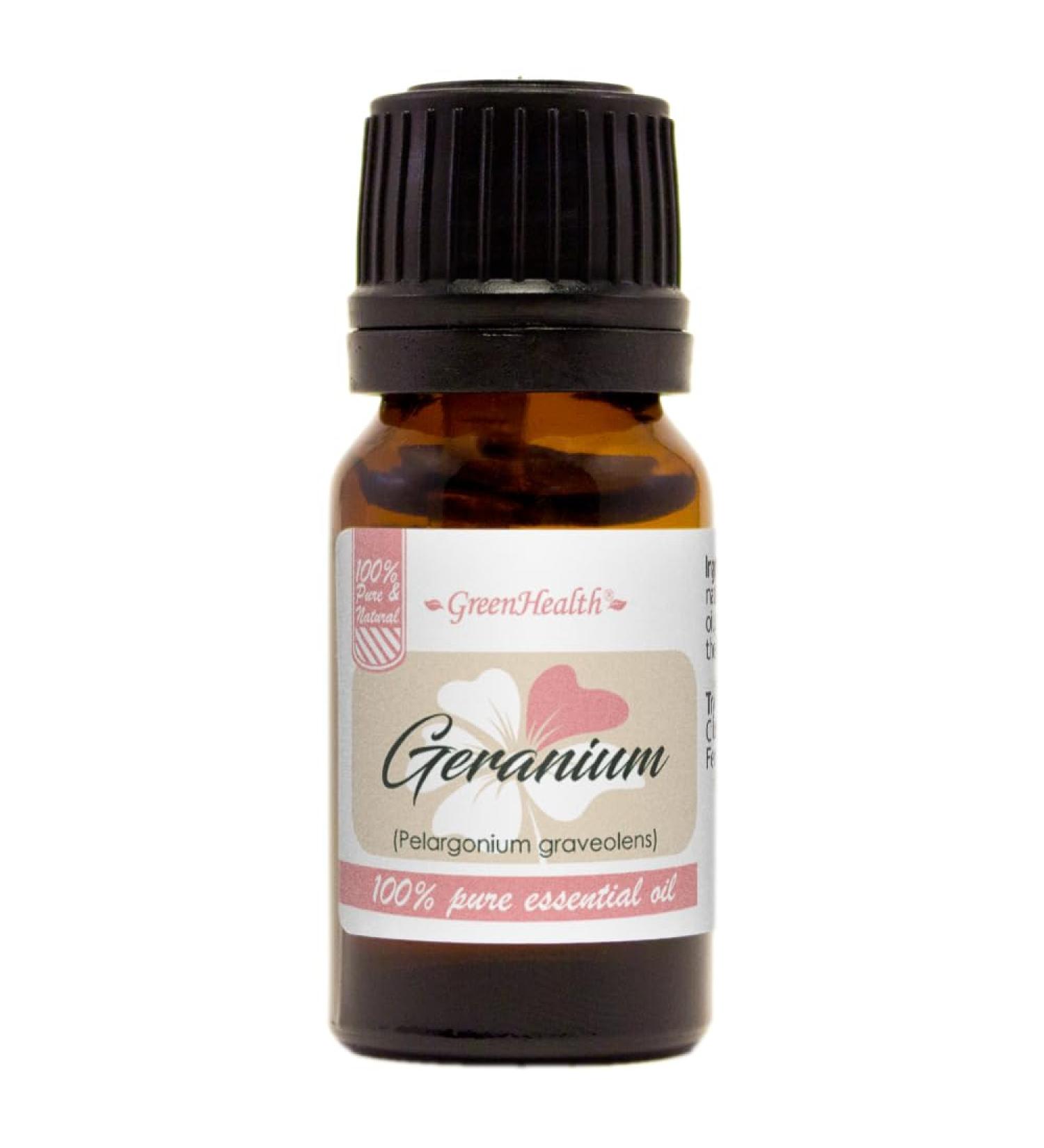 GreenHealth Geranium Essential Oil 1/3 fl oz (10 ml) Glass Bottle 100% Pure - Buy Online on GoSupps.com