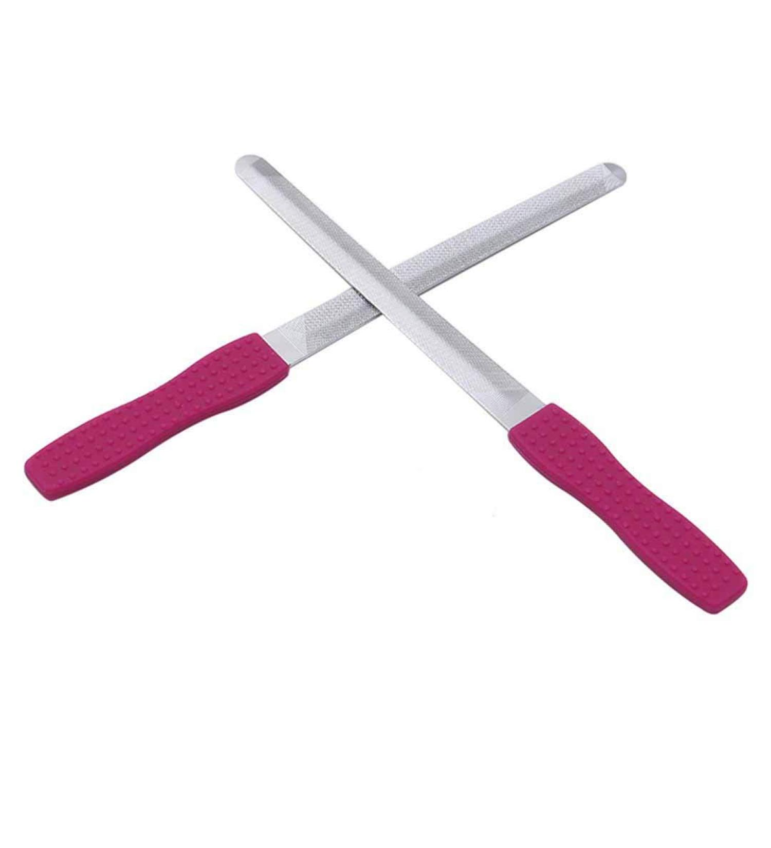 2Pcs Double-Sided Concave Convex Nail File - Manicure Nail Art Tools with Silicone Non-Slip Handle - Buy Online on GoSupps.com