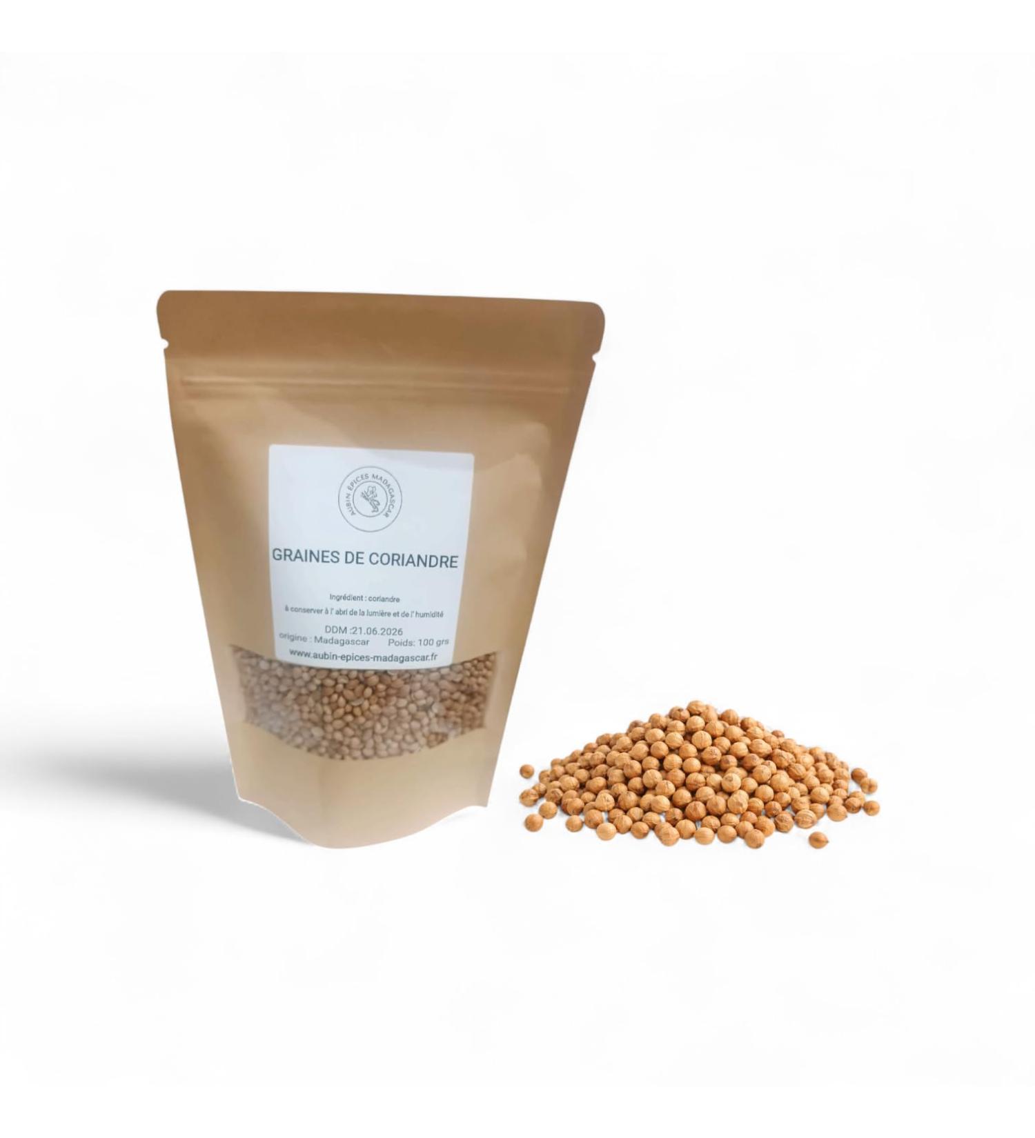 Graines de Coriandre Enti res - 100 grs - Madagascar - pice Aromatique Premium - pour Cuisine Assaisonnement Marinade et Infusion
