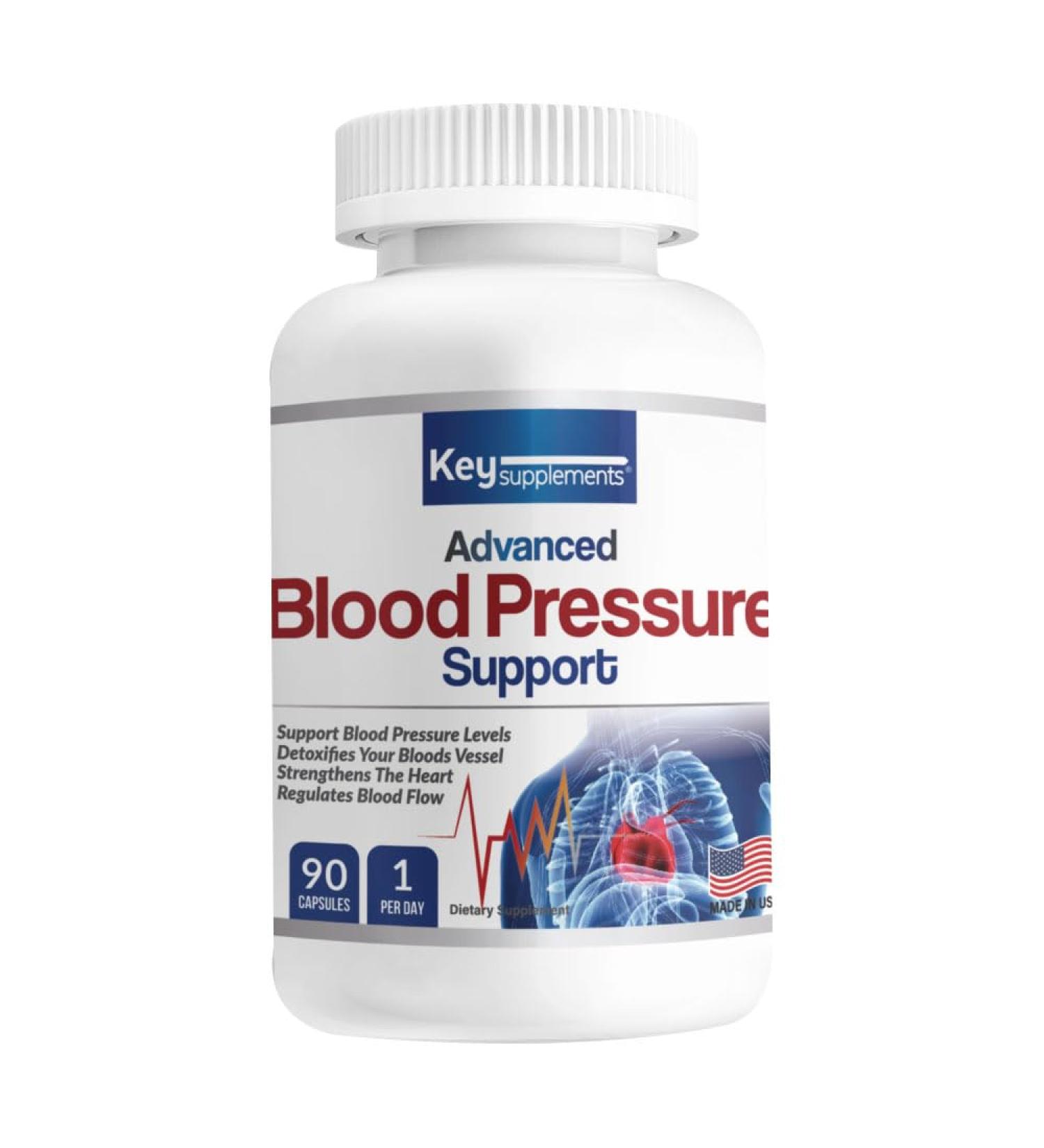 Key Supplements Blood Pressure Support 90 Capsules Contain Niacin Vitamin C B6 B12 Garlic Bulb Hibiscus Olive Leaf etc - Buy Online on GoSupps.com