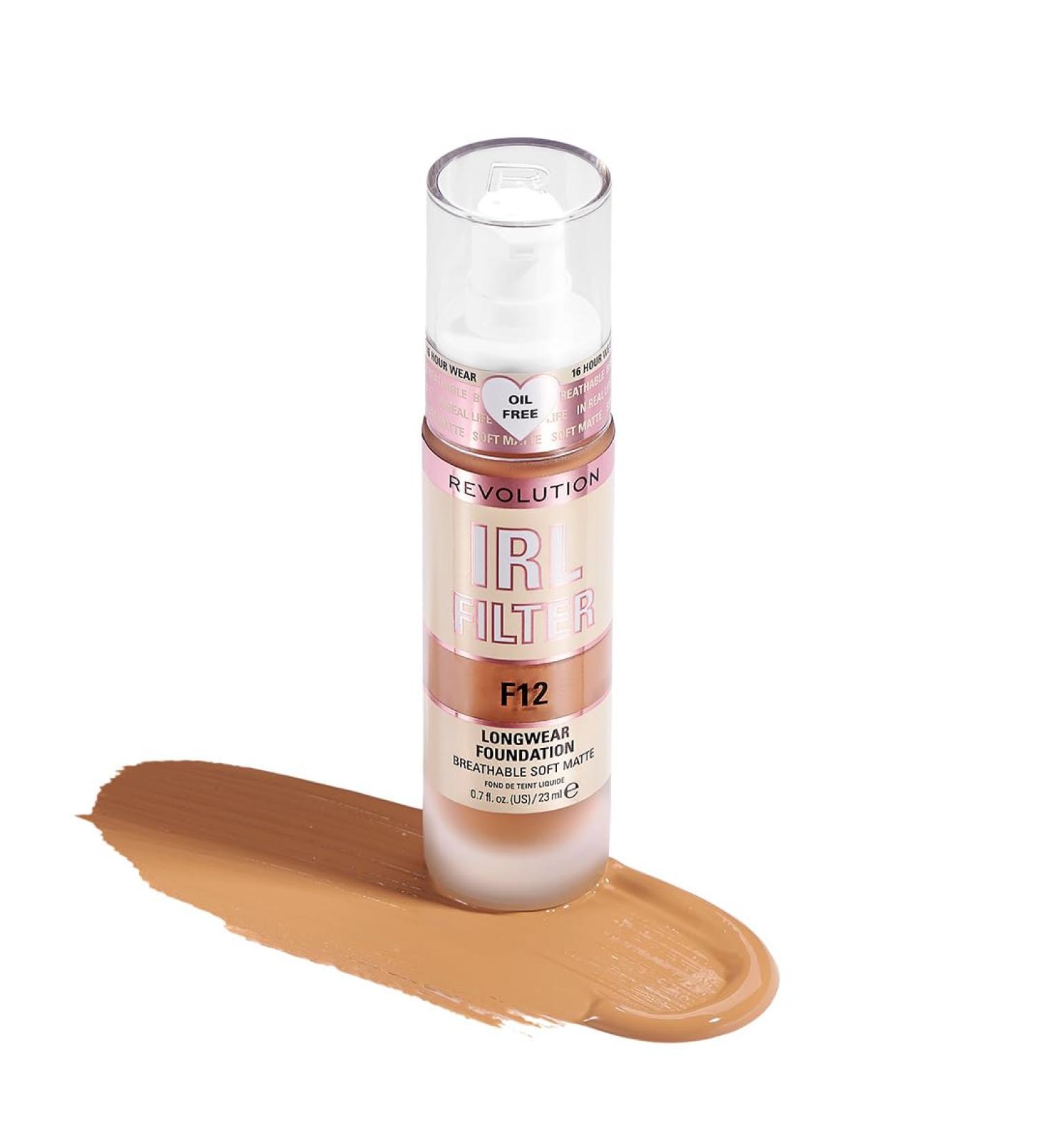 Makeup Revolution IRL Filter Longwear Foundation F12 - Medium to Full Coverage 23ml | International Shipping Available - Buy Online on GoSupps.com