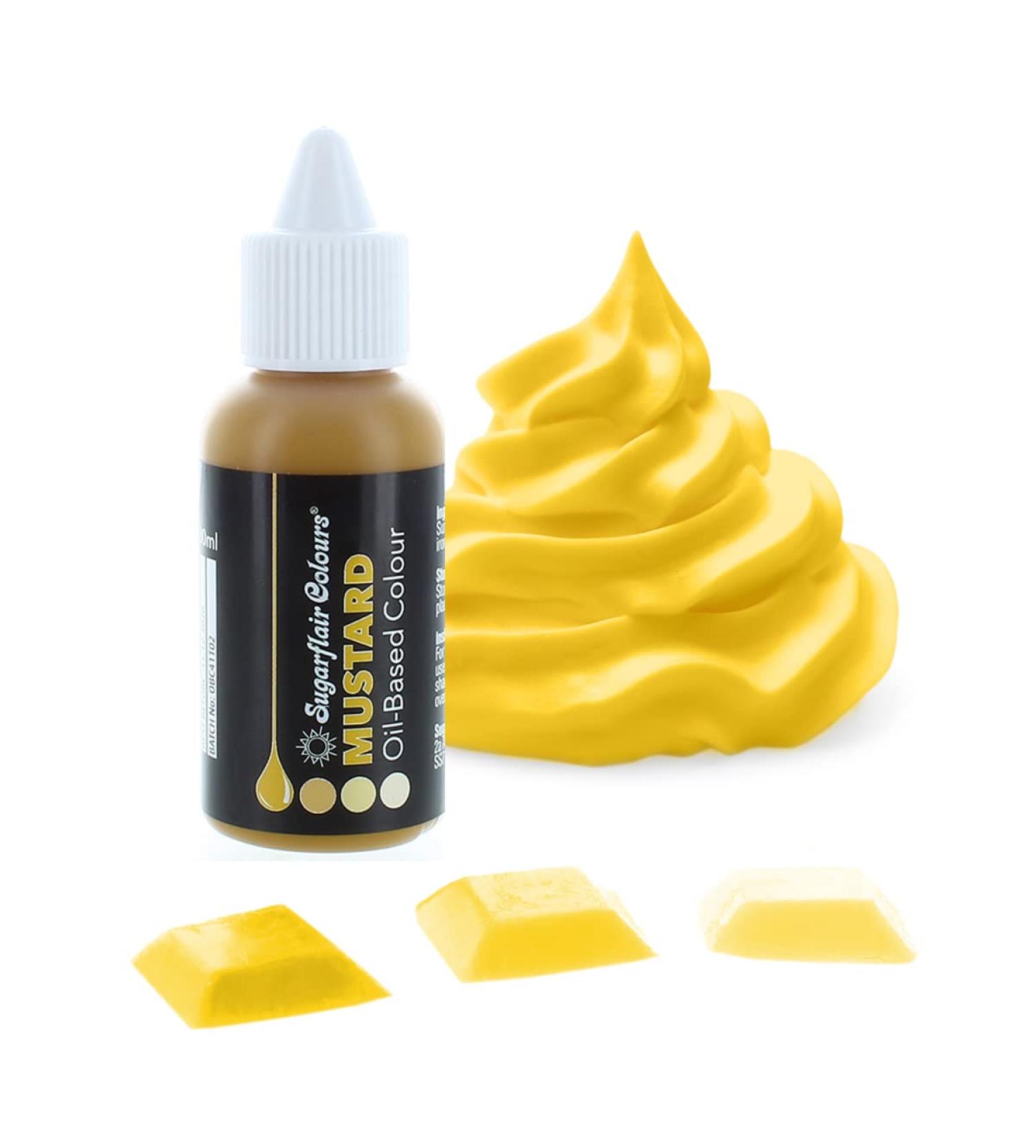 Sugarflair Mustard Yellow Food Colouring - 30ml Highly Concentrated Oil Based Dye for Icing, Buttercream & Chocolate - Buy Online on GoSupps.com