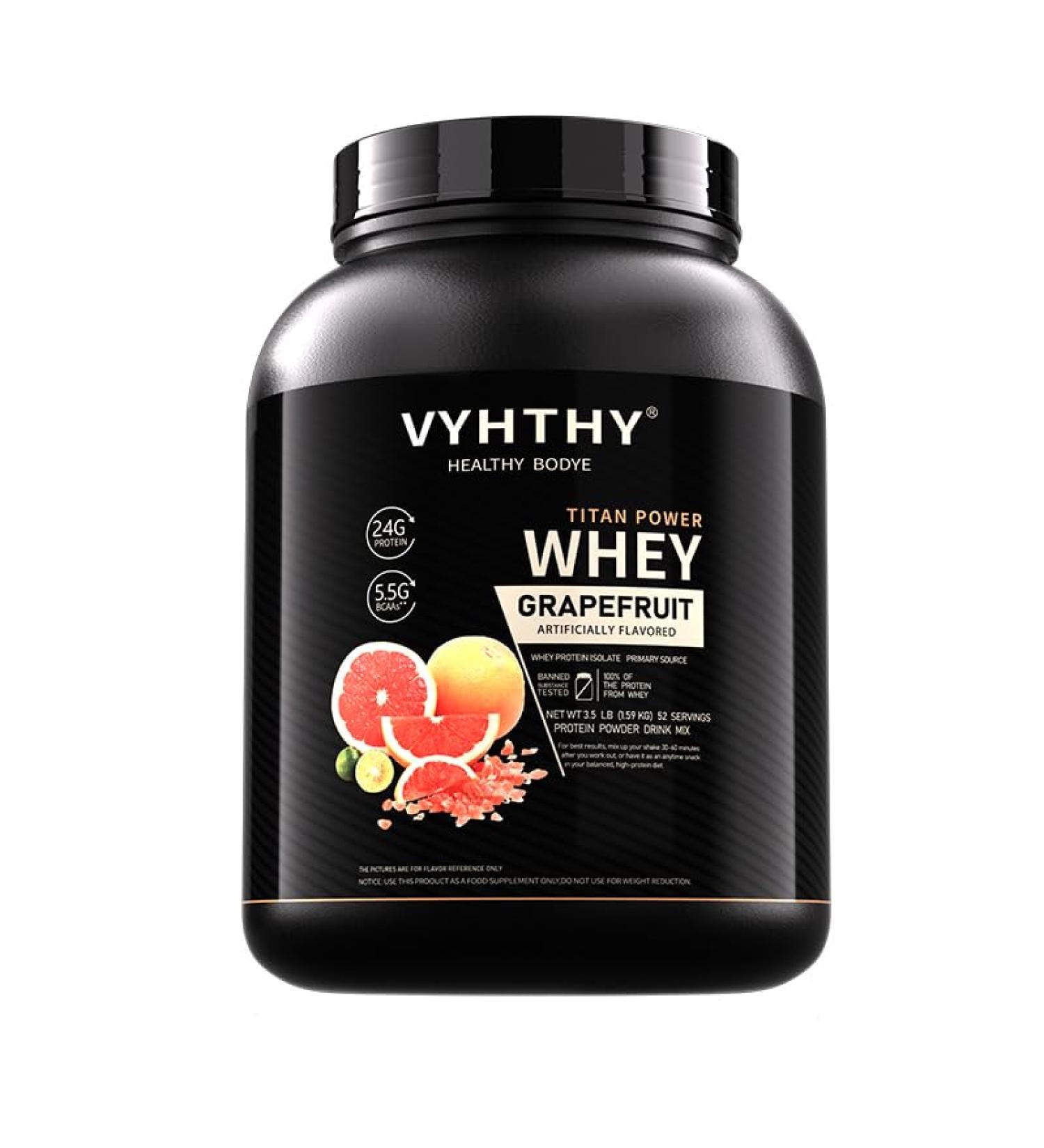 VYHTHY Grapefruit Flavored Whey Protein Powder 24g Protein per Serving Fast-Absorbing Concentrated whey Protein Low Sugar Gluten-Free Natural Flavor 3.5lbs(56oz) - Buy Online on GoSupps.com